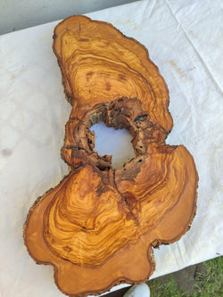 200+ Year Old Olive Wood Slab | Live Edge Olive Wood Slice with Natural Void for Epoxy Art.