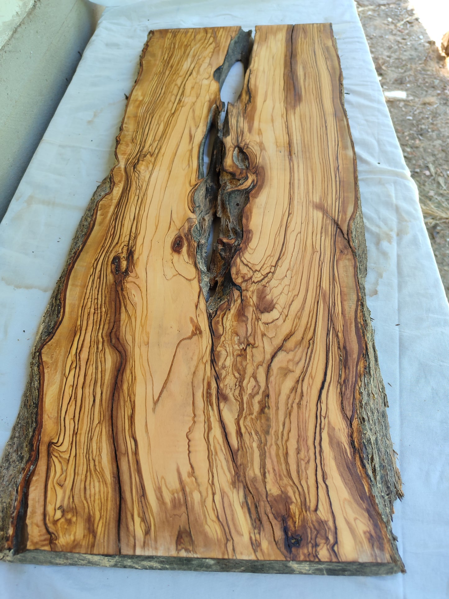 Rare Olive Wood Slab – Live Edge, Unique Grain, Sustainable Luxury, 30x80x2.7 cm, Epoxy Friendly, Natural Luster