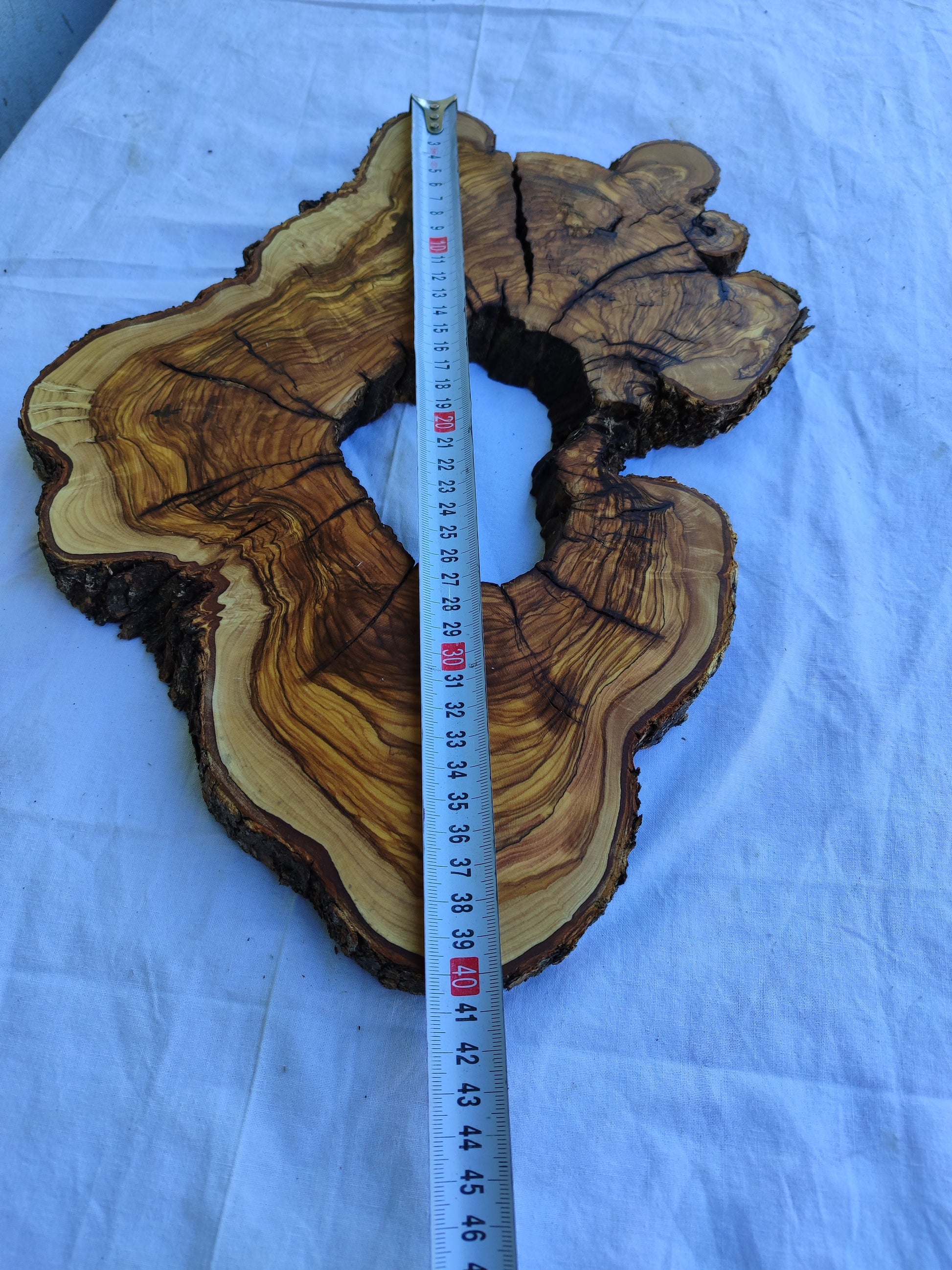 Rare Olive Wood Live Edge Slab 28x40cm | Exotic Epoxy Resin & Luthier Wood | Super Dry 3% Moisture | Sustainable Luxury