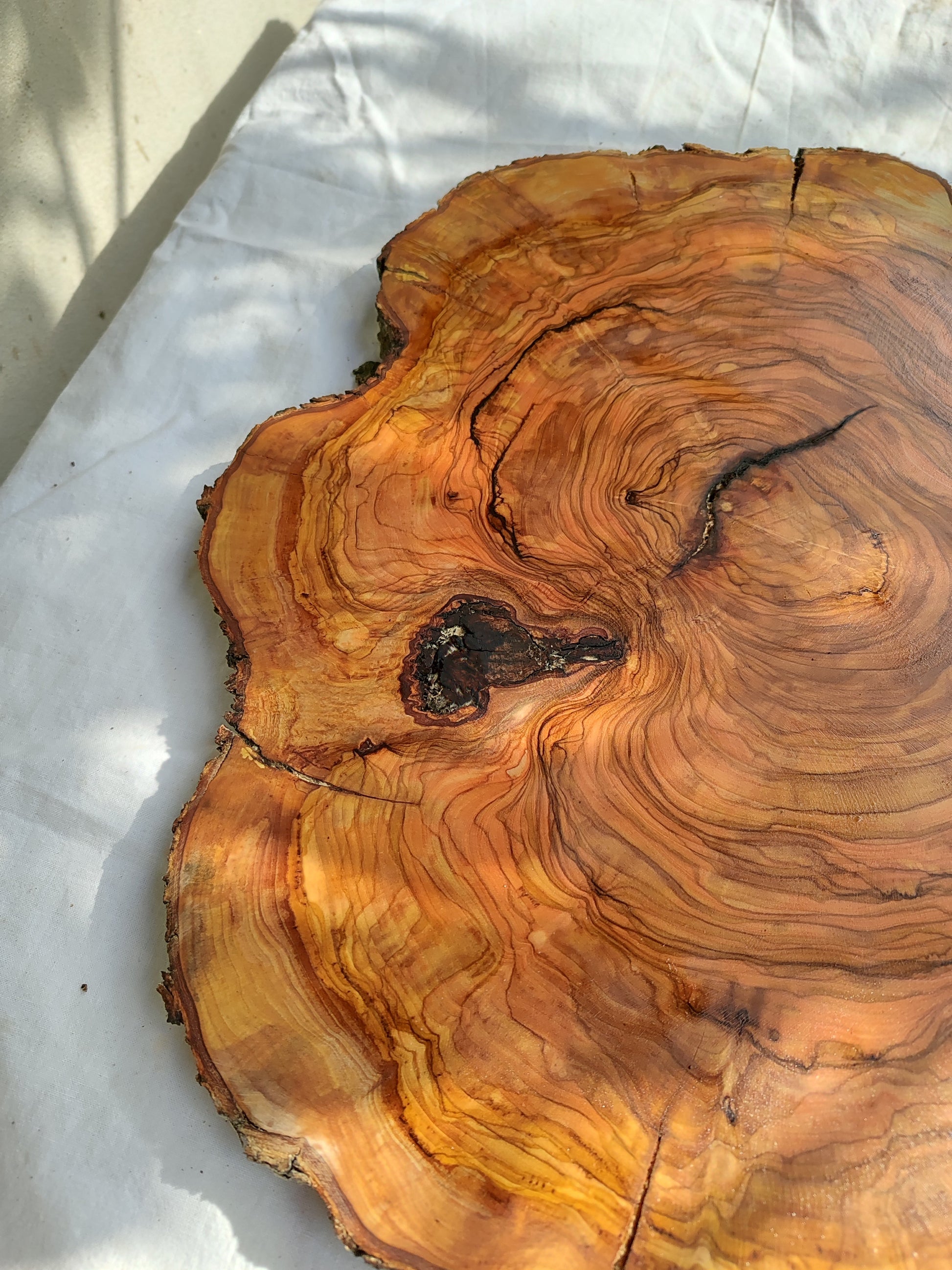 Rare Olive Wood Live Edge Slab – 39x42x2.5 cm – Unique Grain Sustainable Luxury for Epoxy & Crafts - Olive Generic