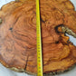 Rare Olive Wood Slab – Live Edge Unique Grain Sustainable Luxury – 39x43x2.5cm Premium Natural Luster Epoxy Friendly