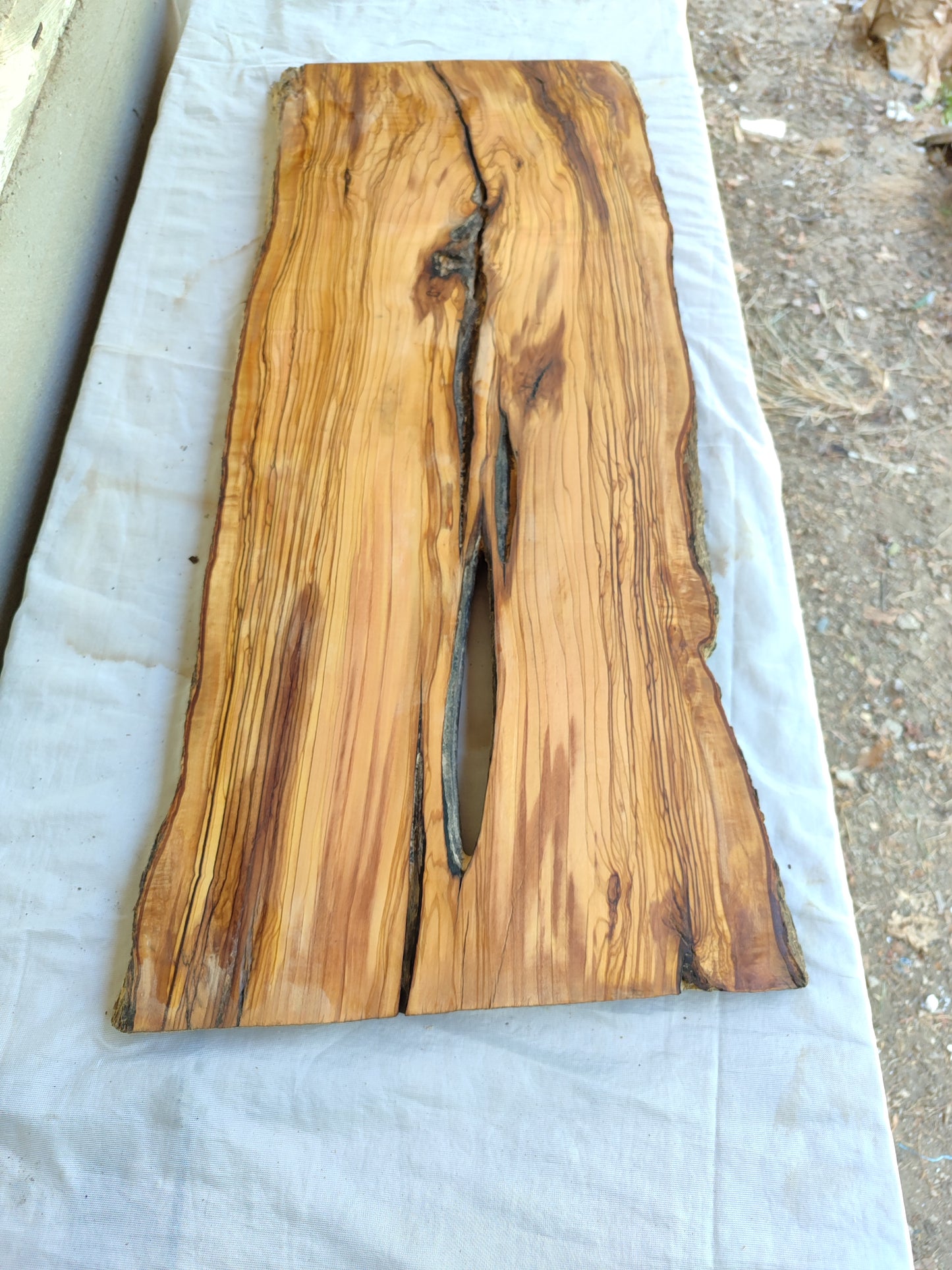 Rare Live Edge Olive Wood Slab – 33x80cm, Sustainable Luxury, Unique Grain, Natural Luster
