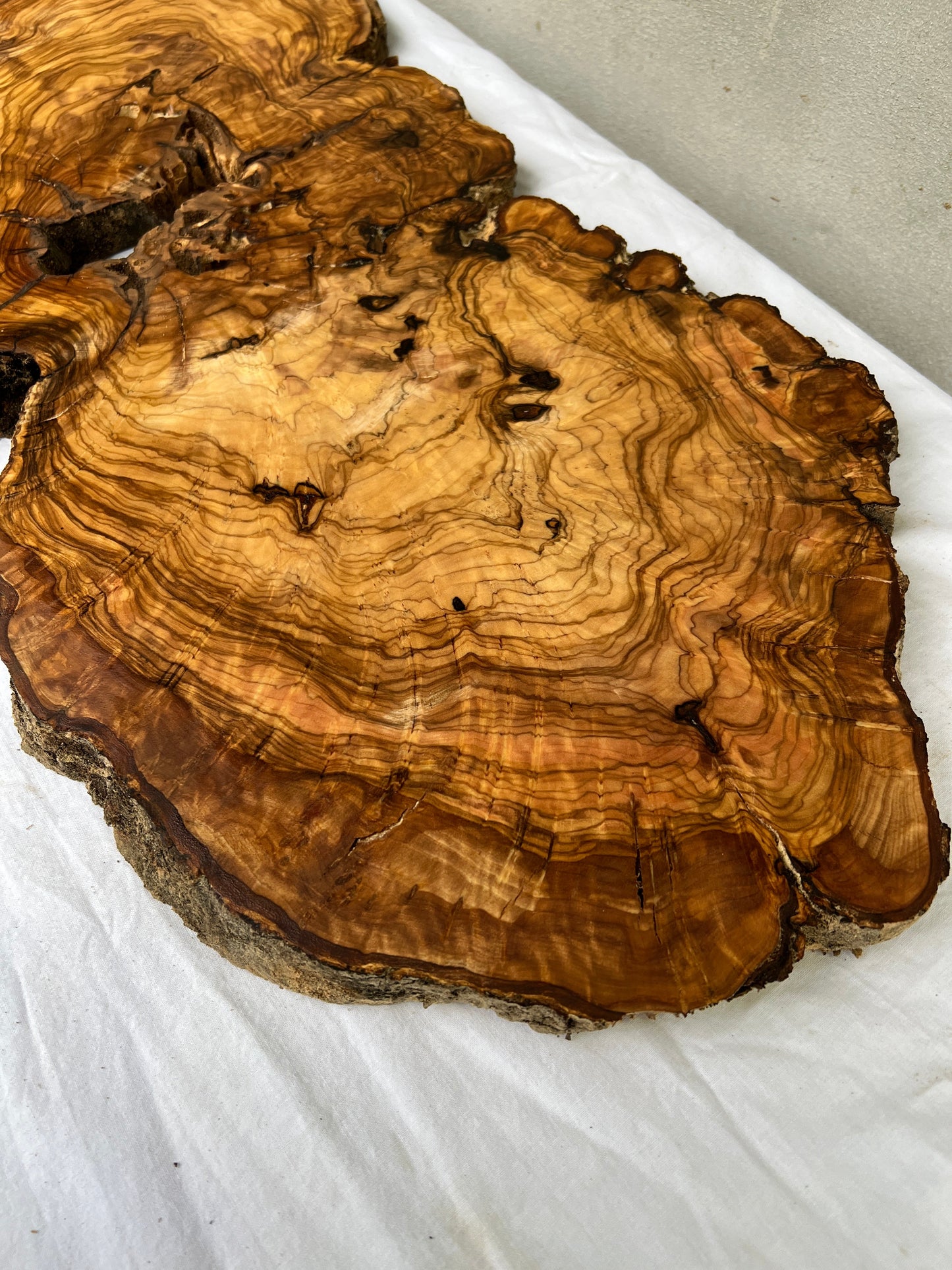 Rare Live Edge Olive Wood Slab (44x64cm) - Super Dry Epoxy Resin Lumber for Coffee Table, Clock & Guitar Body - Unique Natural Grain Art.