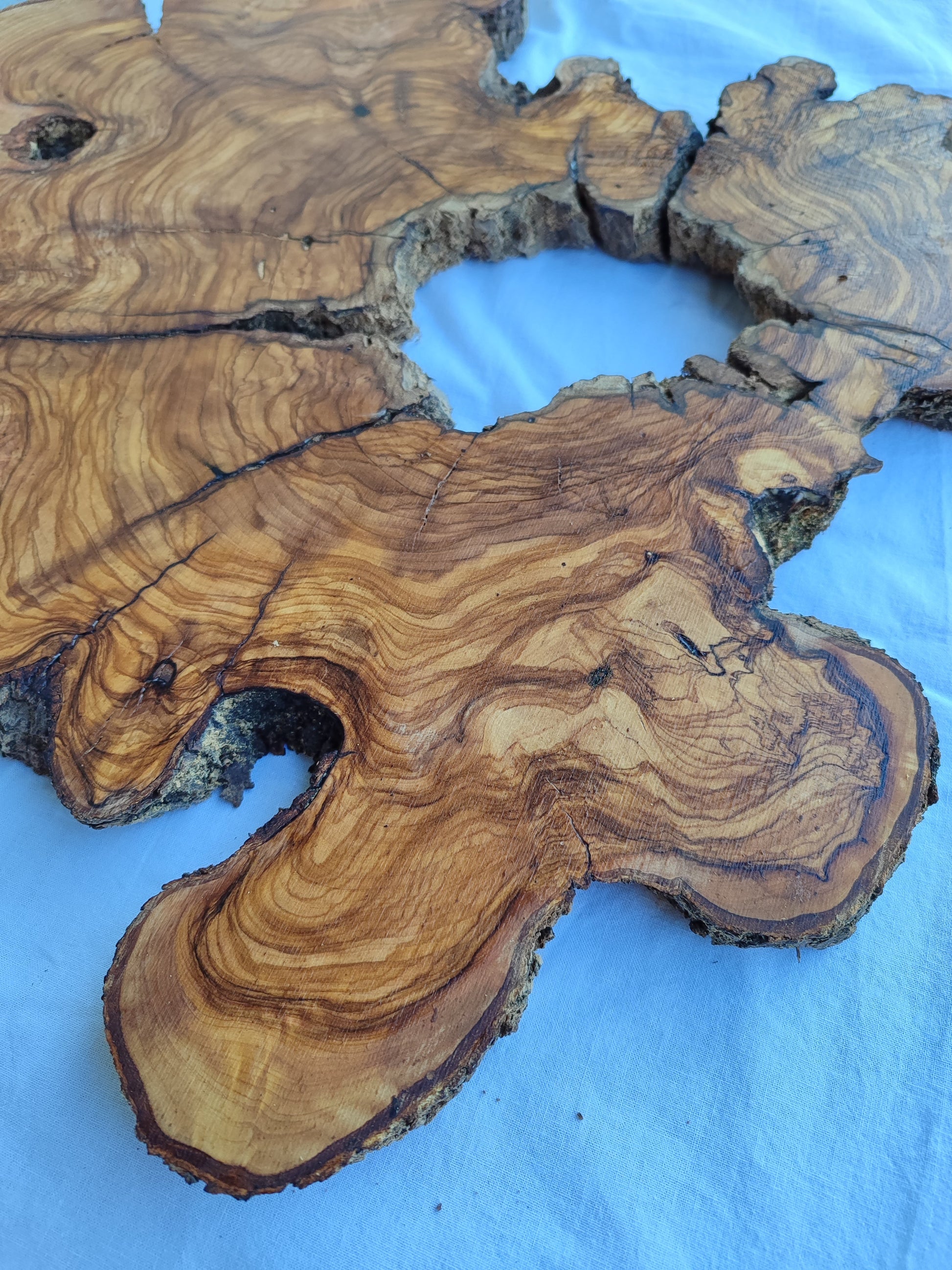 Rare Ancient Olive Wood Slab 43x53cm Live Edge Lumber for Epoxy Resin.
