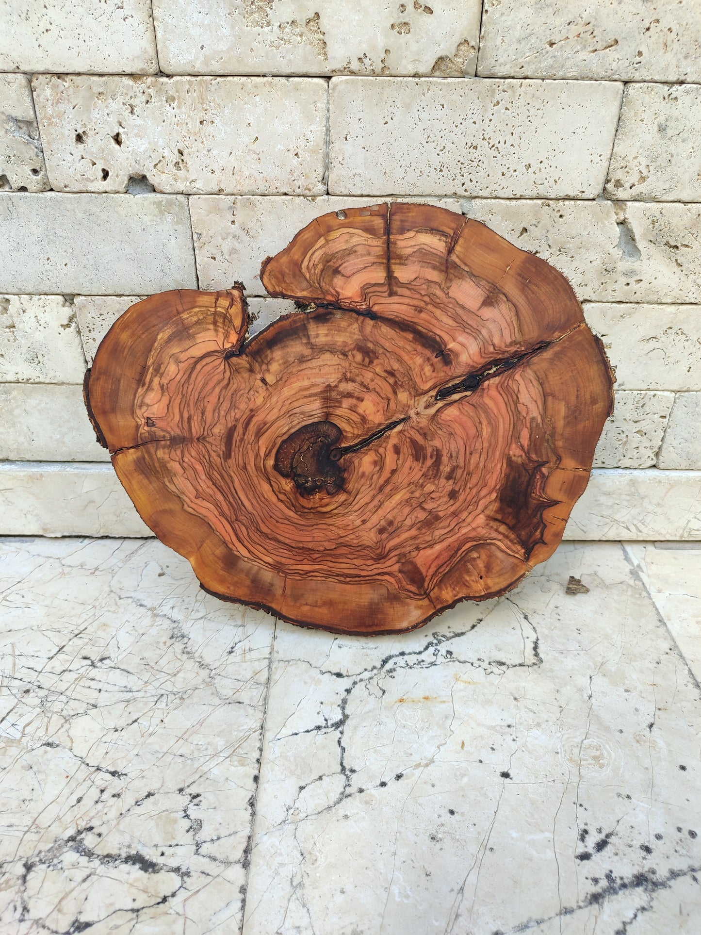 Rare Olive Wood Live Edge Slab - Unique Grain - Sustainable Luxury for Epoxy & Luxury Crafts (30x38 cm)