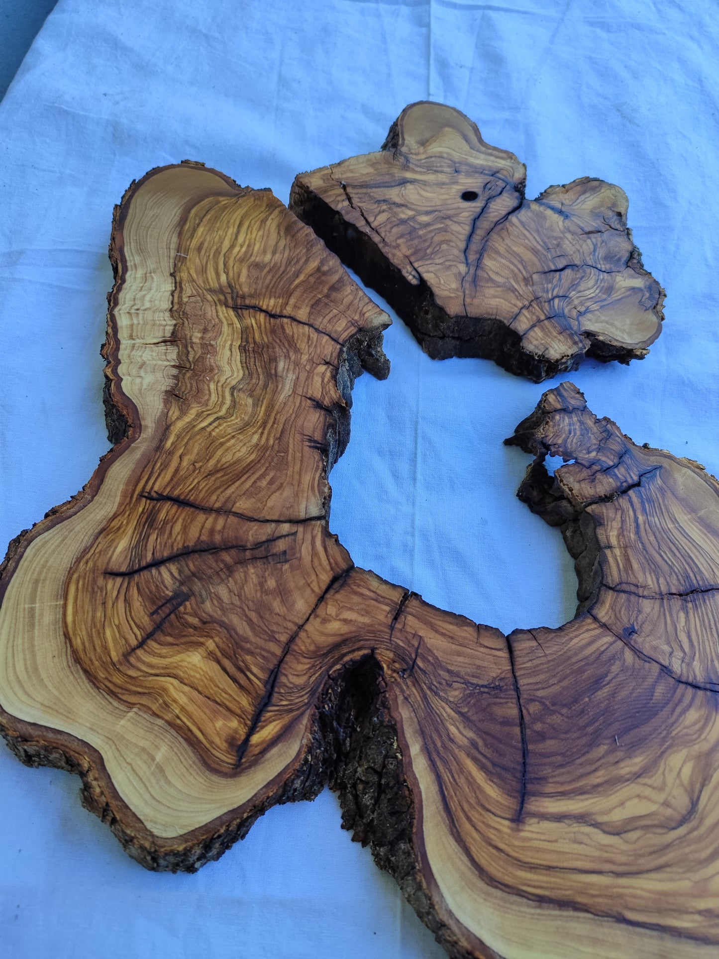 Rare Olive Wood Live Edge Slab 28x40cm - Ultra Dry Figured Lumber for Epoxy Resin Clock Guitar & Luxury Crafts