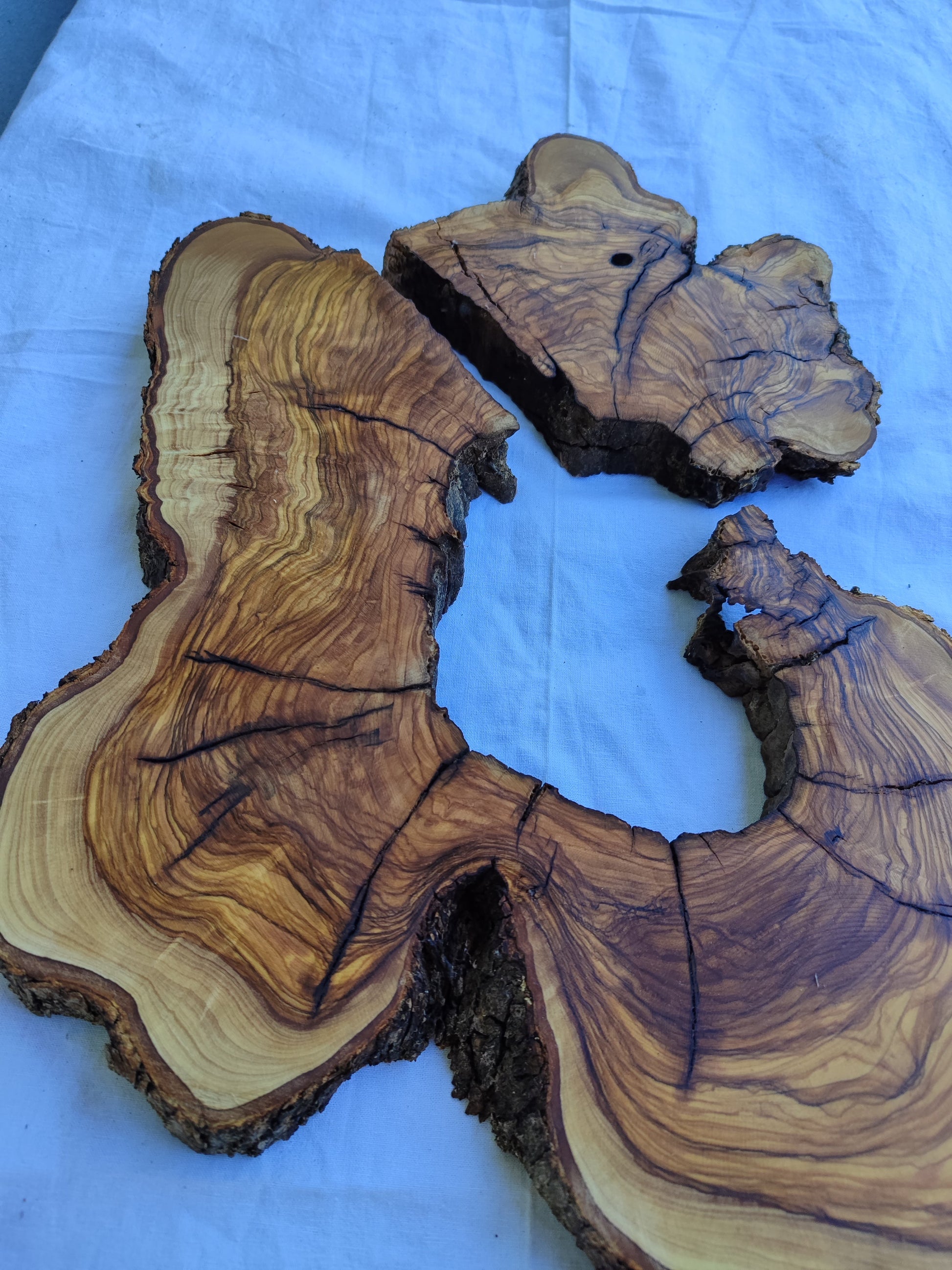 Rare Olive Wood Live Edge Slab 28x40cm - Ultra Dry Figured Lumber for Epoxy Resin Clock Guitar & Luxury Crafts