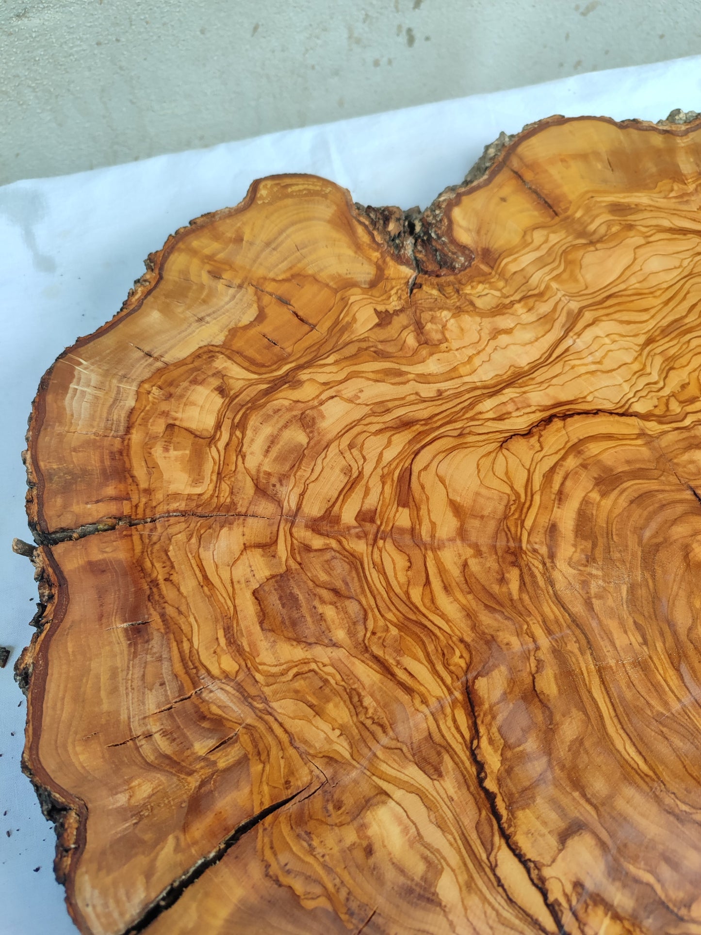 Rare Olive Wood Live Edge Slab – 40x44x3 cm Unique Grain Sustainable Luxury for Epoxy Table Clock & Crafts - Olive