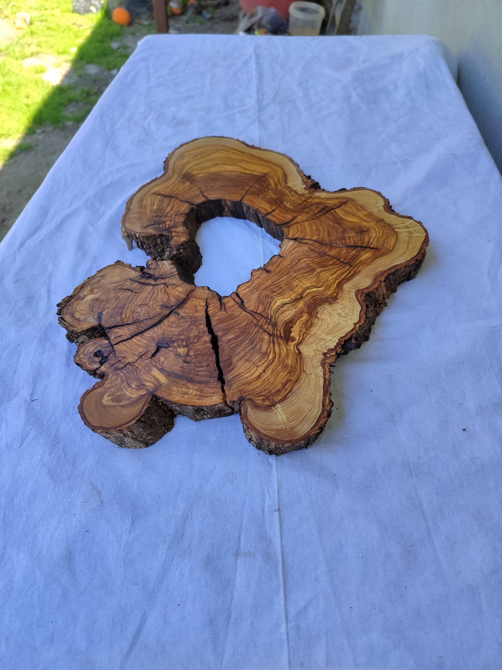Rare Olive Wood Live Edge Slab 28x40cm | Exotic Epoxy Resin & Luthier Wood | Super Dry 3% Moisture | Sustainable Luxury