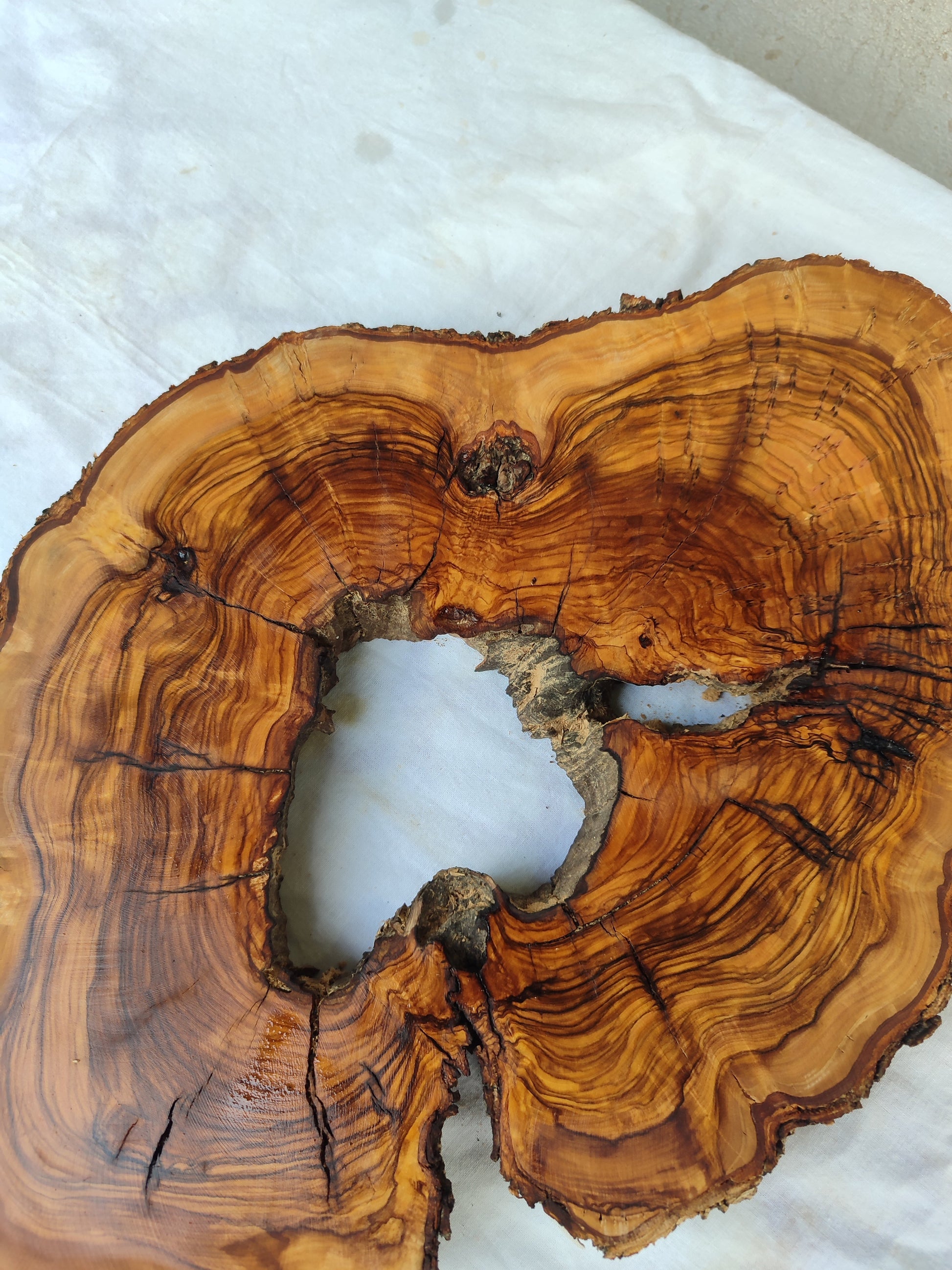 Rare Olive Wood Live Edge Slab – Premium Sustainable Luxury Unique Grain 29x39x3 cm - Olive Generic