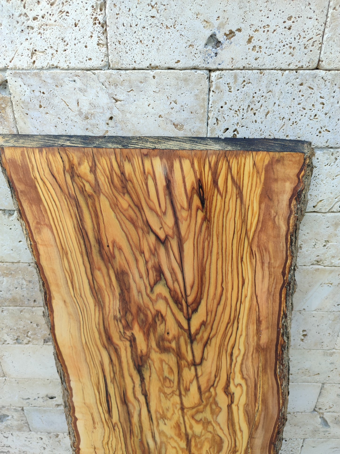 Rare Olive Wood Live Edge Slab – 33x78cm Premium Sustainable Luxury for Epoxy, Table & Craft