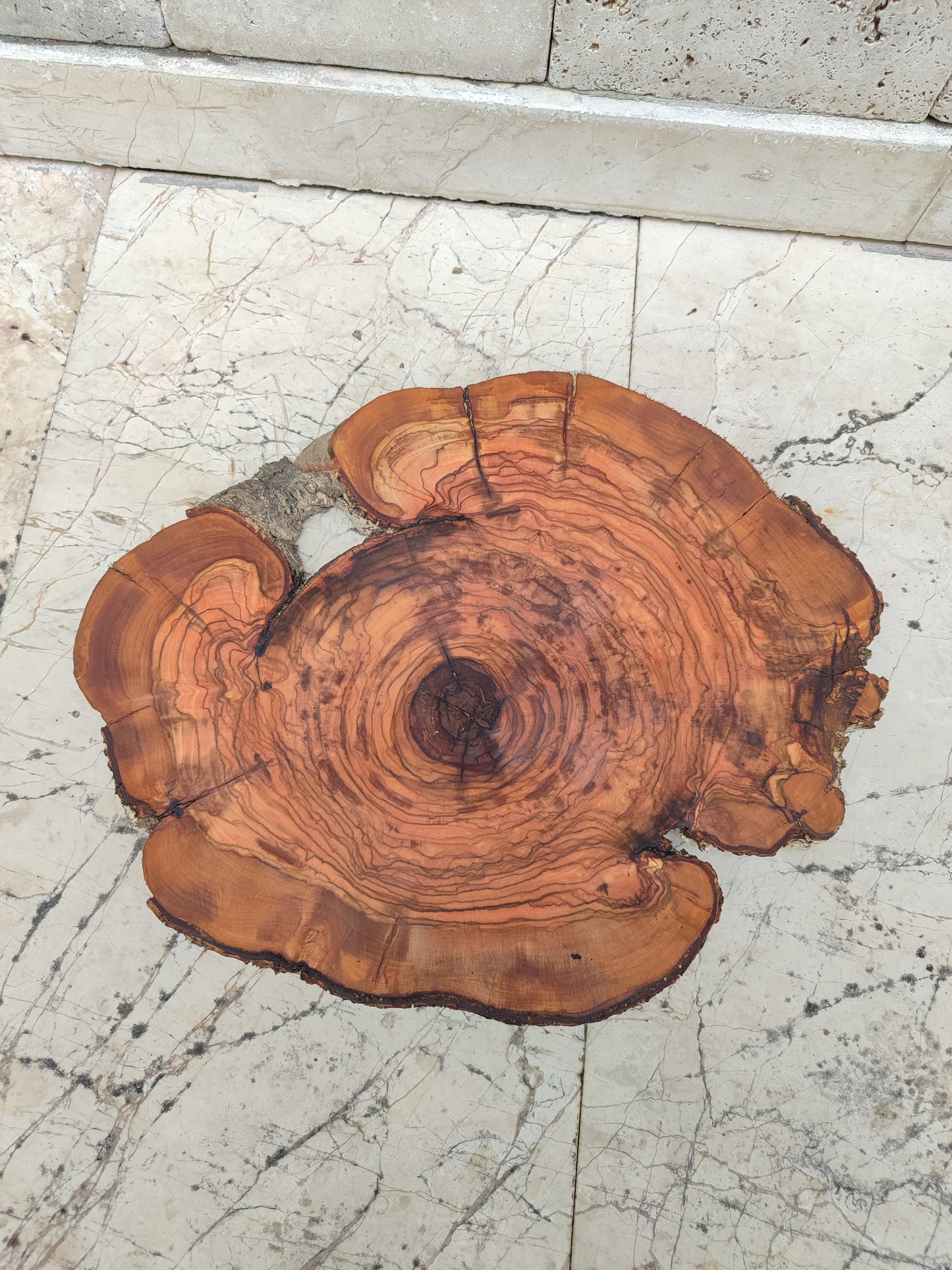 Rare Olive Wood Live Edge Slab – 32x40 cm Premium Sustainable Luxury, Unique Grain & Natural Luster