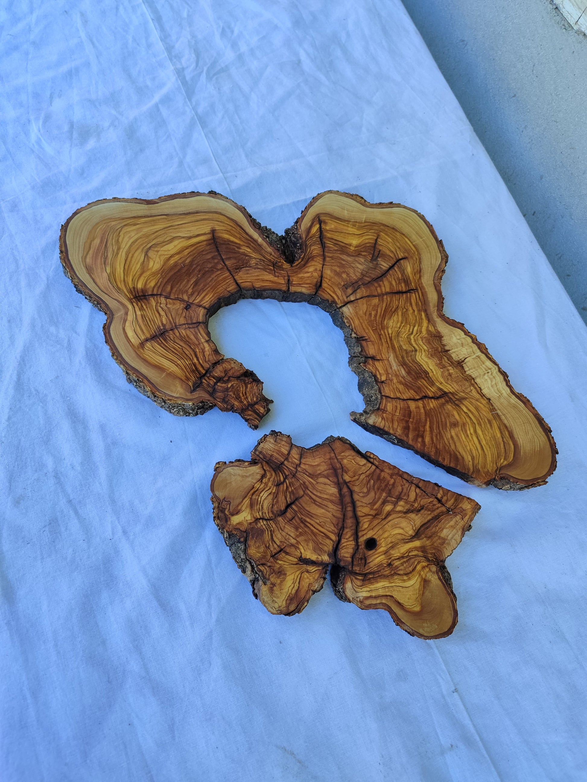Rare Olive Wood Live Edge Slab 28x40cm - Ultra Dry Figured Lumber for Epoxy Resin Clock Guitar & Luxury Crafts