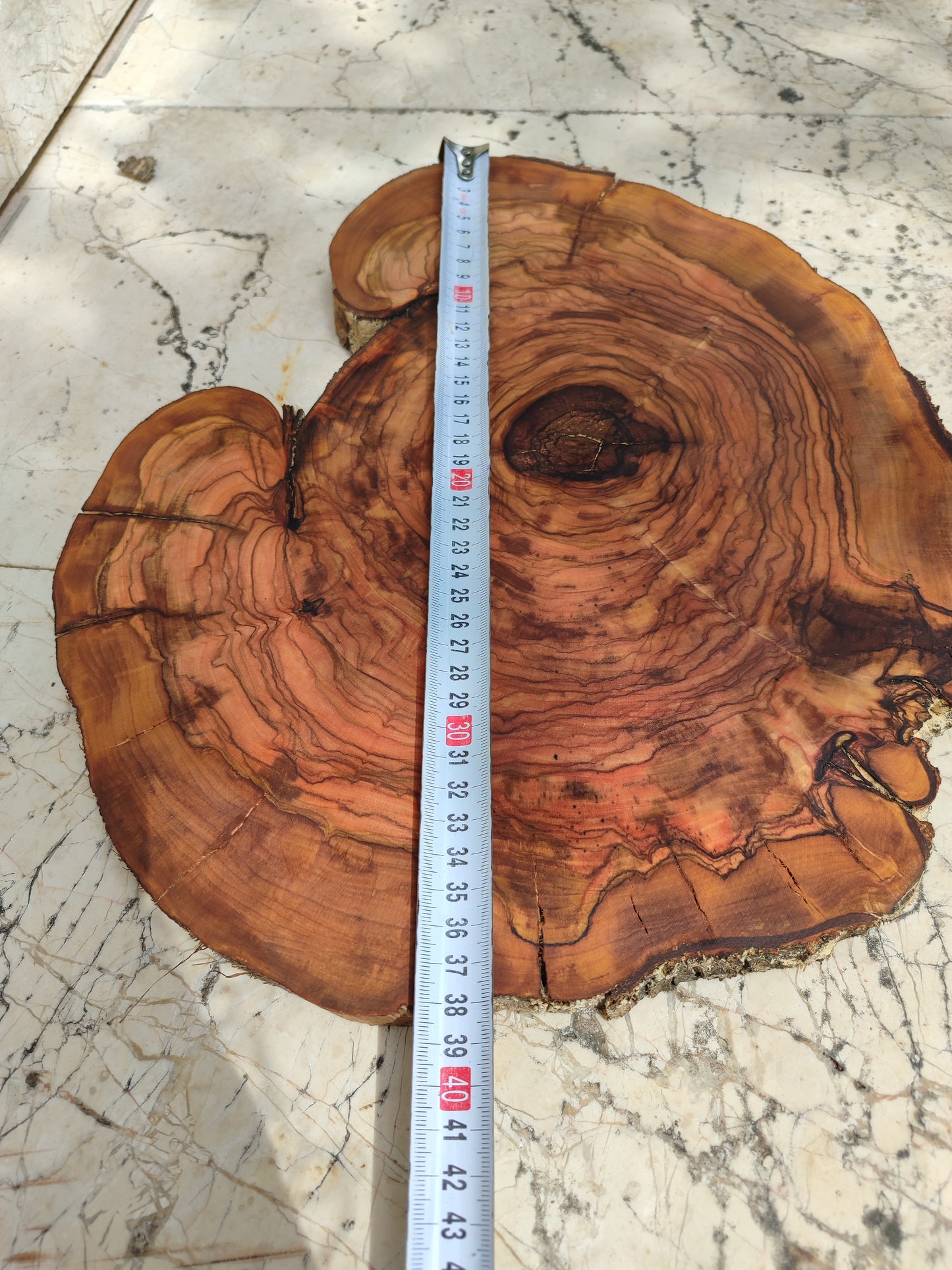 Rare Live Edge Olive Wood Slab - Premium 100% Natural - Unique Grain - Sustainable Luxury - 32x38x2.49 cm