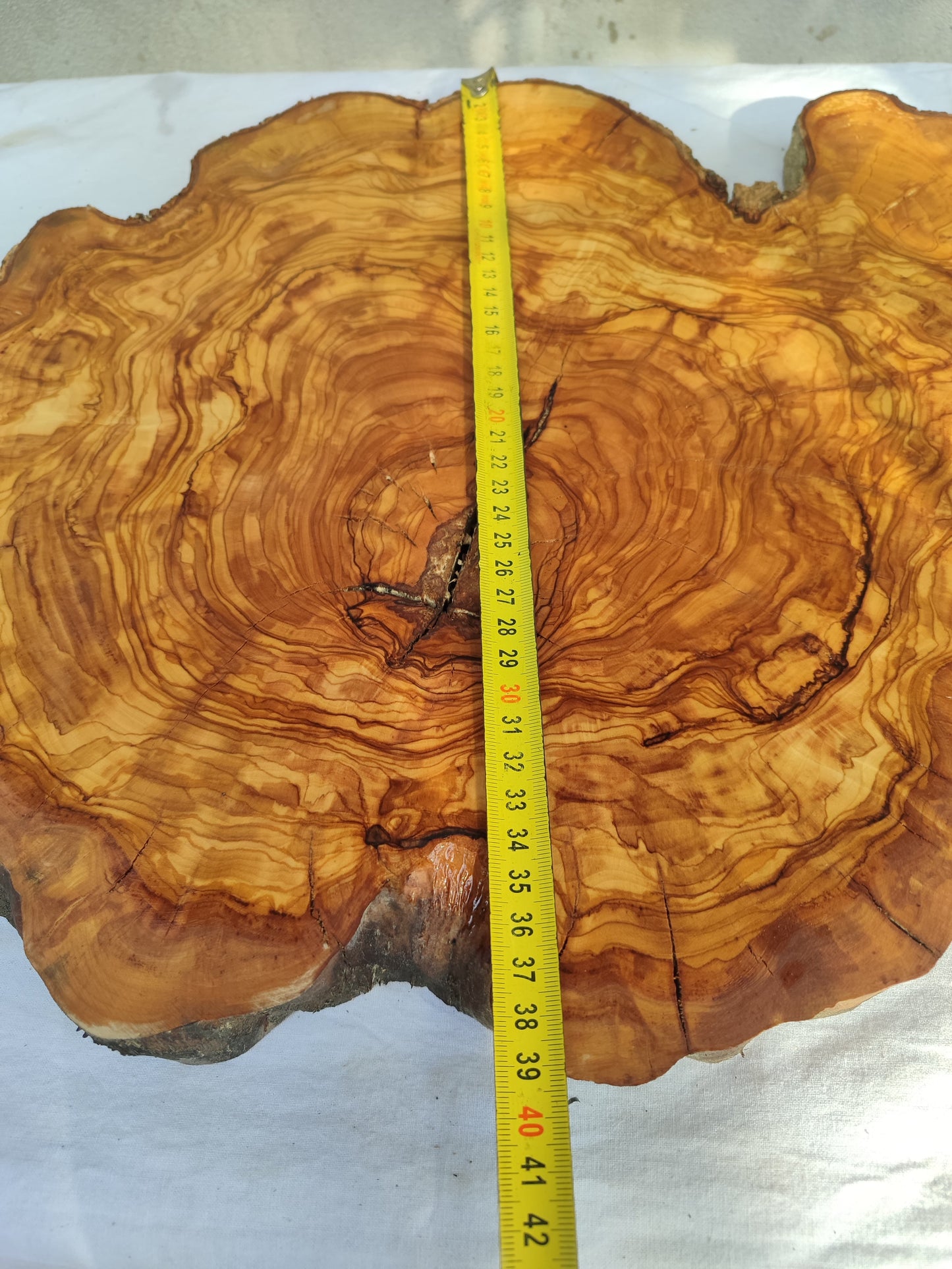 Rare Olive Wood Live Edge Slab – 39x44x3 cm Unique Grain Sustainable Luxury for Epoxy & Luxury Crafts - Olive Generic