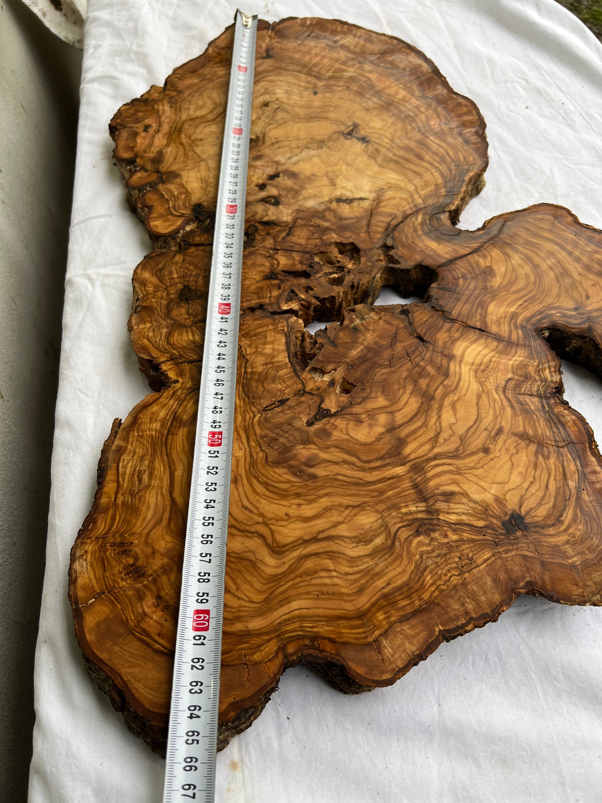 Rare Live Edge Olive Wood Slab (44x64cm) - Super Dry Epoxy Resin Lumber for Coffee Table, Clock & Guitar Body - Unique Natural Grain Art.