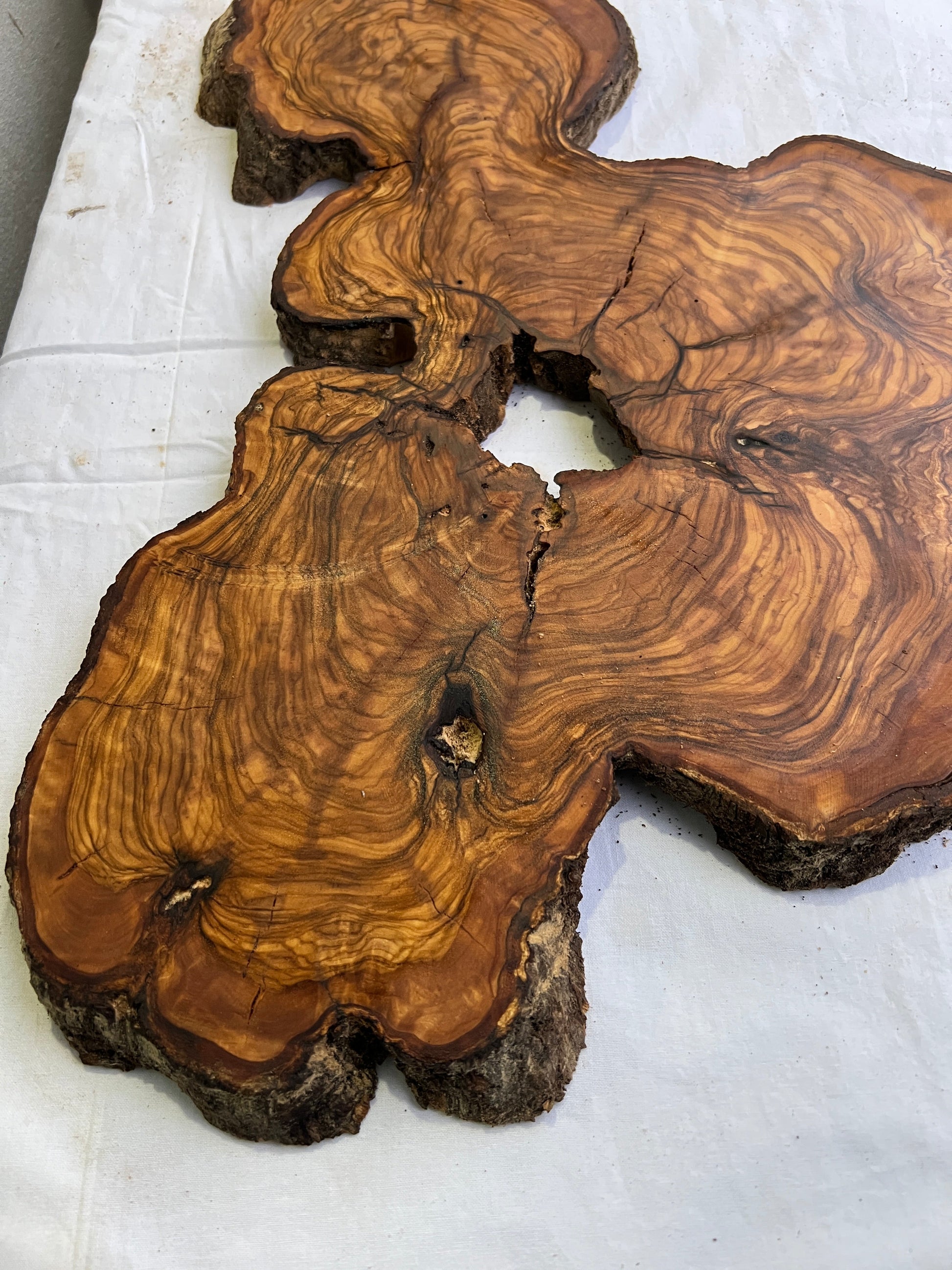 Rare Olive Wood Slab 31x55cm for Epoxy Resin & Guitar Body | Live Edge Sustainable Luxury | Unique Grain Luthier Wood | Super Dry DIY Art.