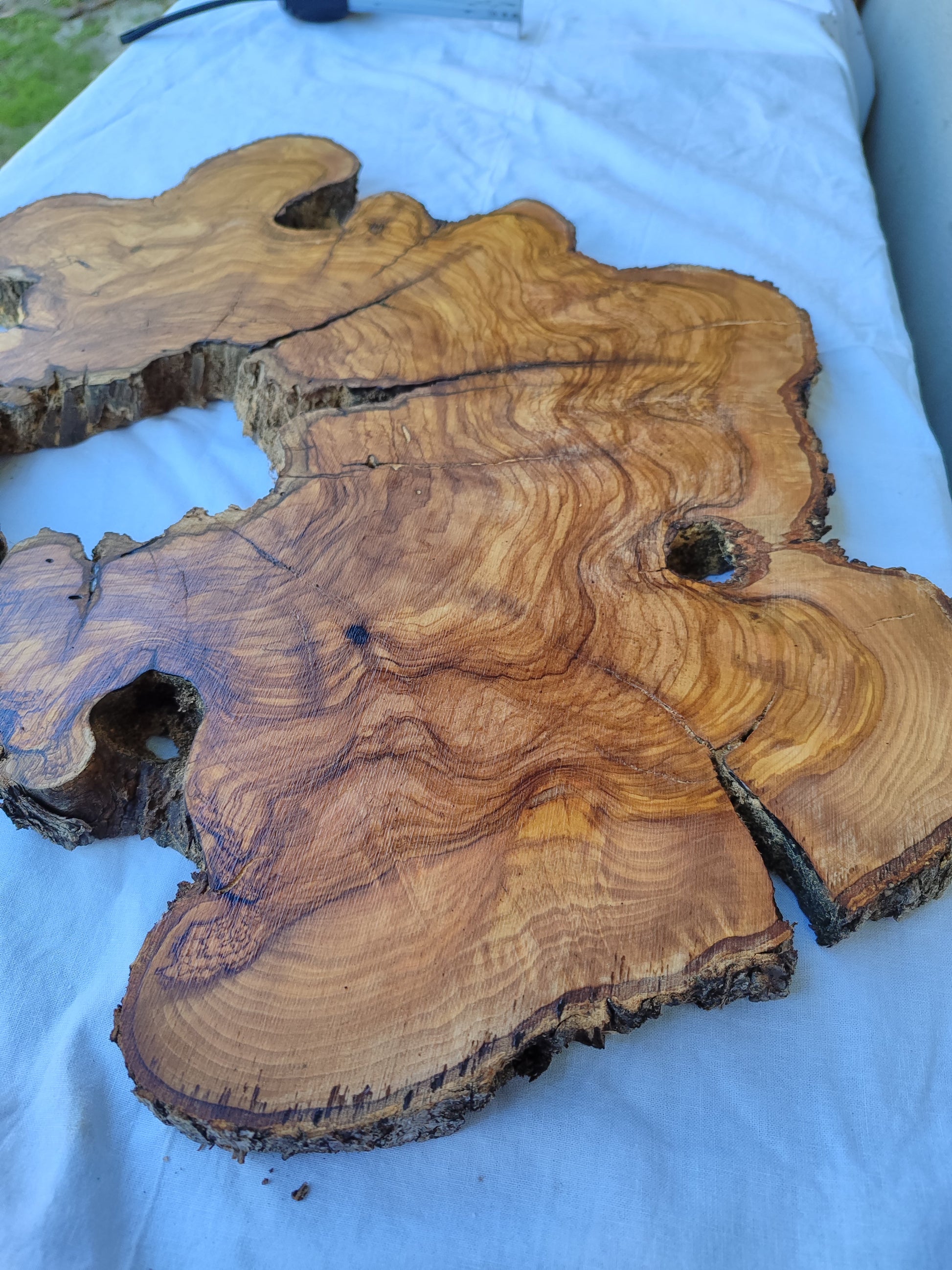 Rare Ancient Olive Wood Slab 43x53cm Live Edge Lumber for Epoxy Resin.