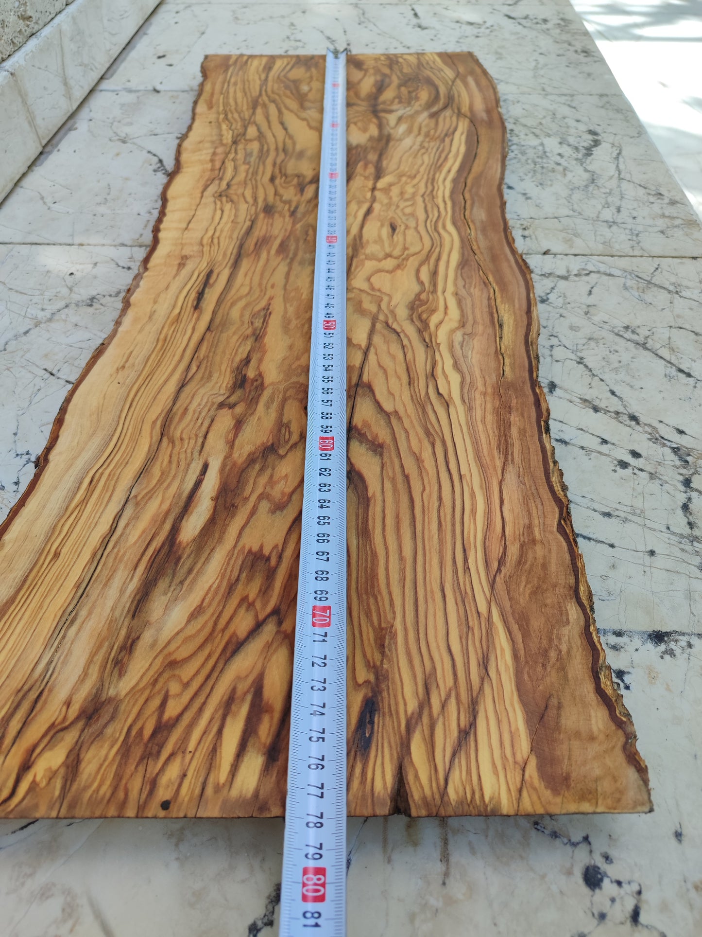 Rare Premium Olive Wood Live Edge Slab - Unique Grain - Sustainable Luxury