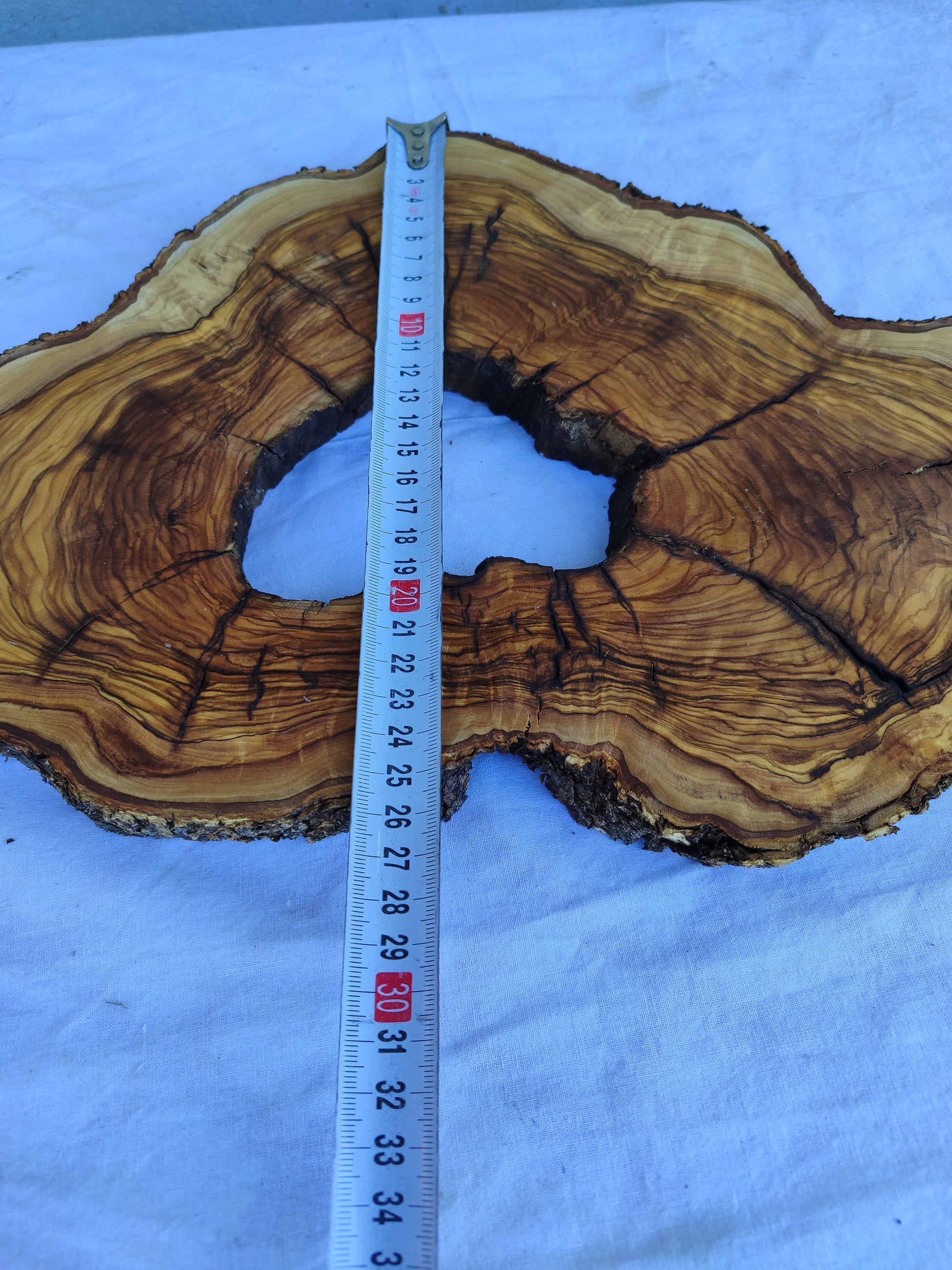 Rare Olive Wood Live Edge Slab 25x39cm - Unique Grain Epoxy Resin Wood for Clock & Guitar Body - Sustainable Luxury &