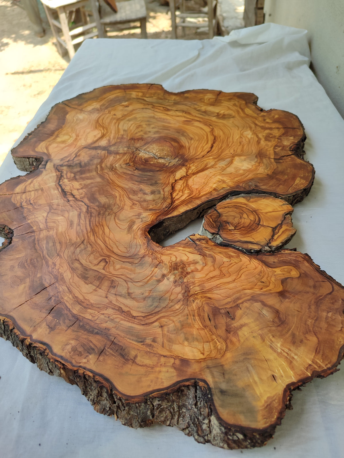 Epoxy Resin Olive Wood Slab Live Edge 37x50cm Coffee Table