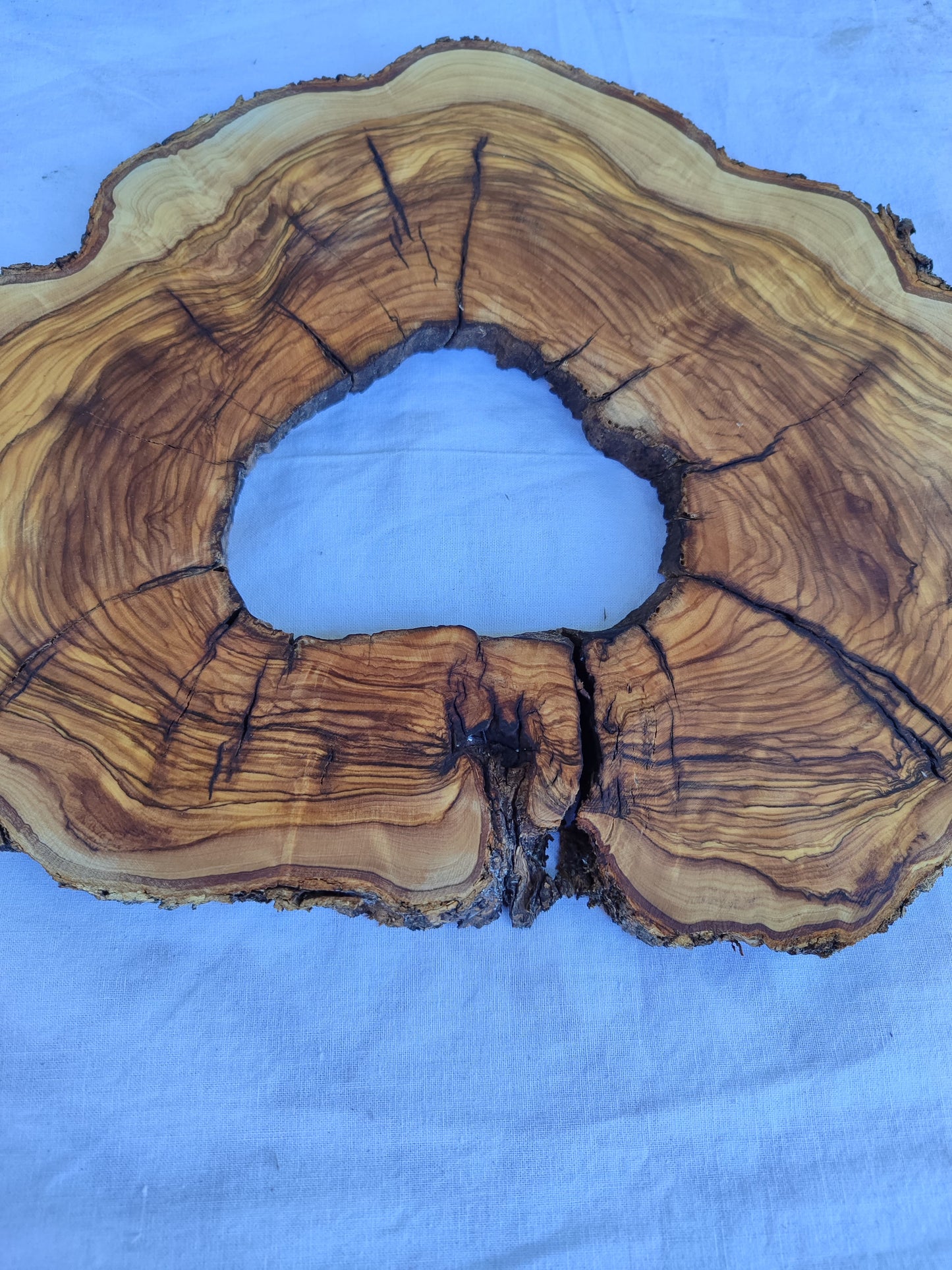 Rare Olive Wood Live Edge Slab 26x38cm | Ultra Dry 3% Moisture | Unique Grain for Epoxy Resin & Luthier Art