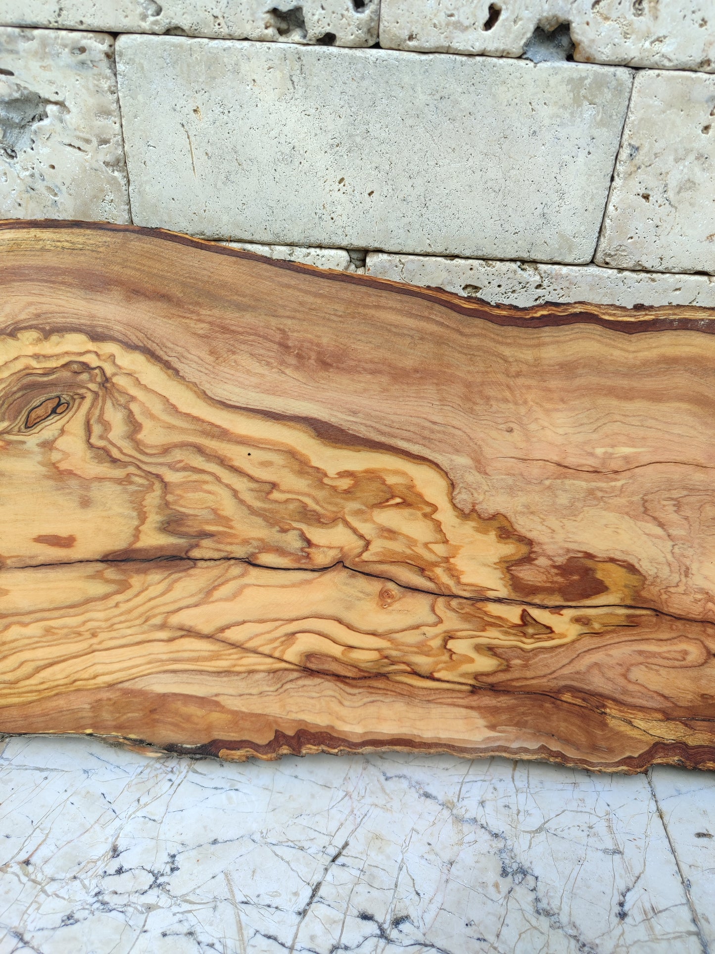 Rare Olive Wood Live Edge Slab – 23x77x2.7cm Ultra‑Dry, Natural Luster, Unique Grain, Sustainable Luxury for Epoxy & High‑End Crafts