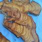 Rare Olive Wood Slab Set 2pcs 53x53cm - Super Dry 3% Moisture - Live Edge for Epoxy Resin, Guitar Body & Luxury Decor - Unique Grain.