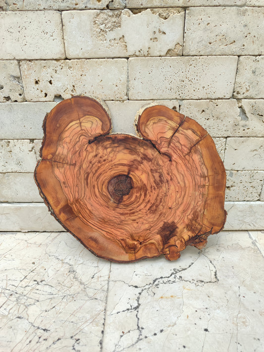 Rare Olive Wood Slab – Live Edge Unique Grain, Sustainable Luxury, 32x40x2.5cm