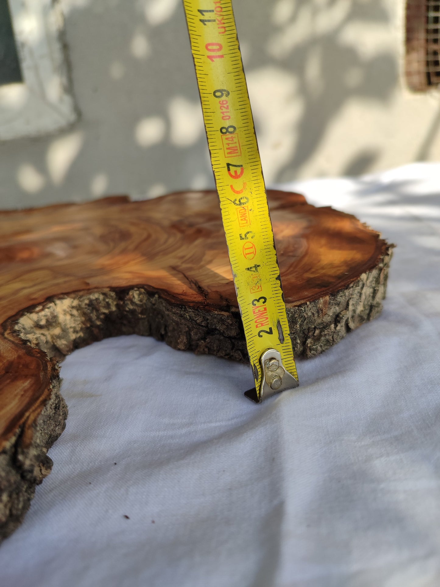 Rare Olive Wood Live Edge Slab – Sustainable Luxury Unique Grain 37x40x2.5cm Premium Natural Finish - Olive Generic