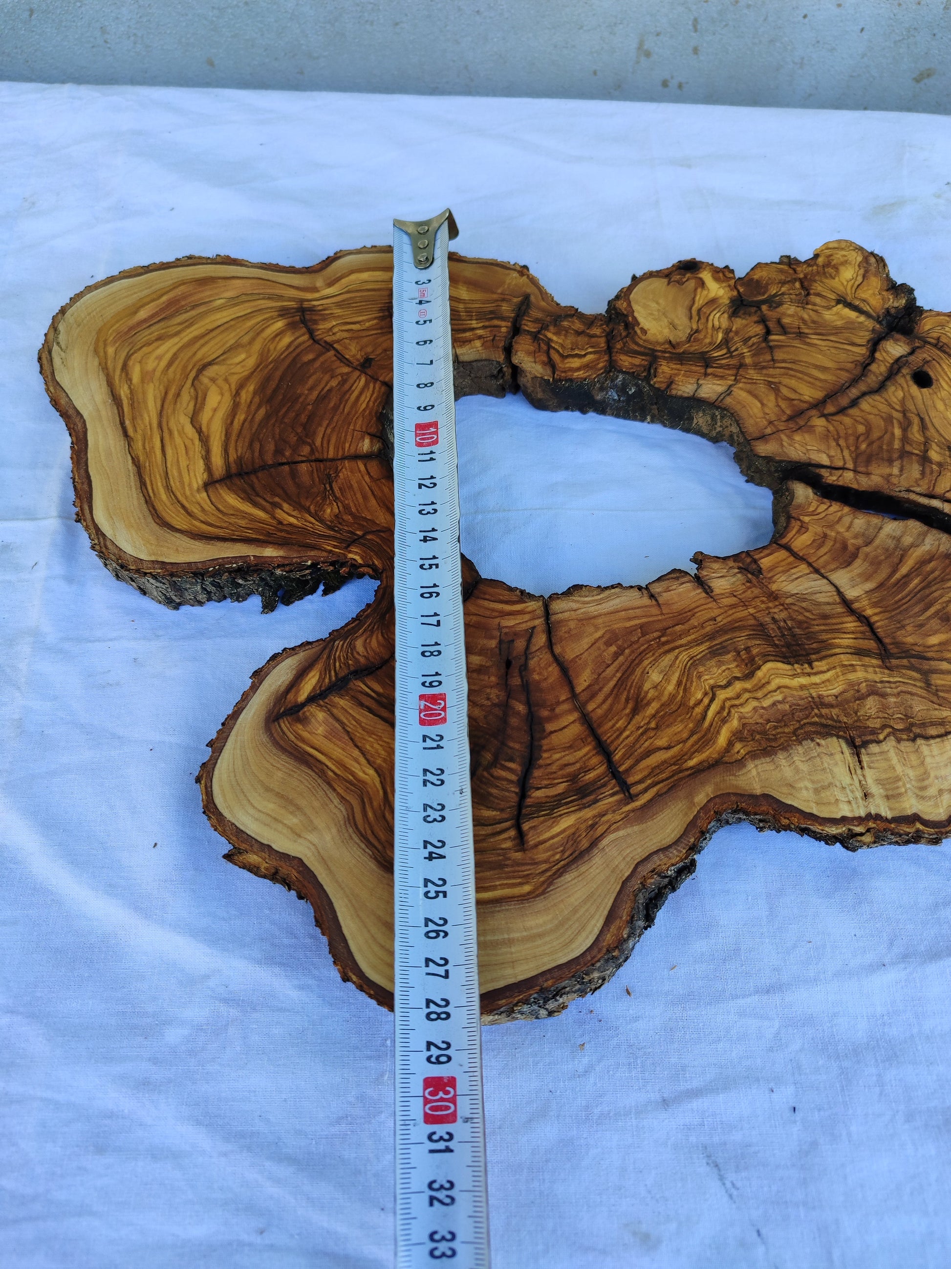 Rare Olive Wood Slab 28x39cm - Ultra Dry Live Edge Burl for Epoxy Resin & Luxury Crafts | Unique Grain Luthier Material