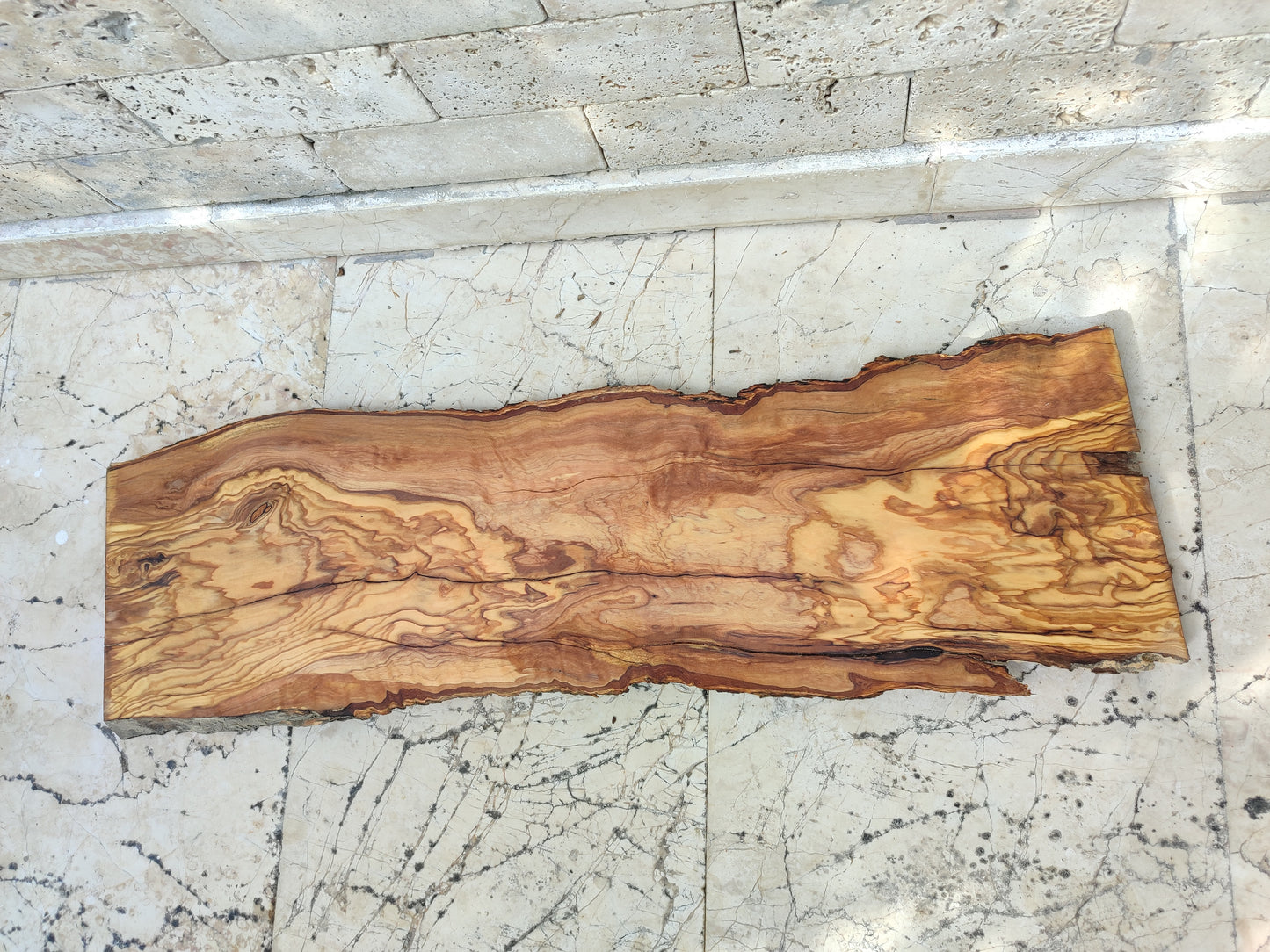 Rare Olive Wood Live Edge Slab – 23x77x2.7cm Ultra‑Dry, Natural Luster, Unique Grain, Sustainable Luxury for Epoxy & High‑End Crafts