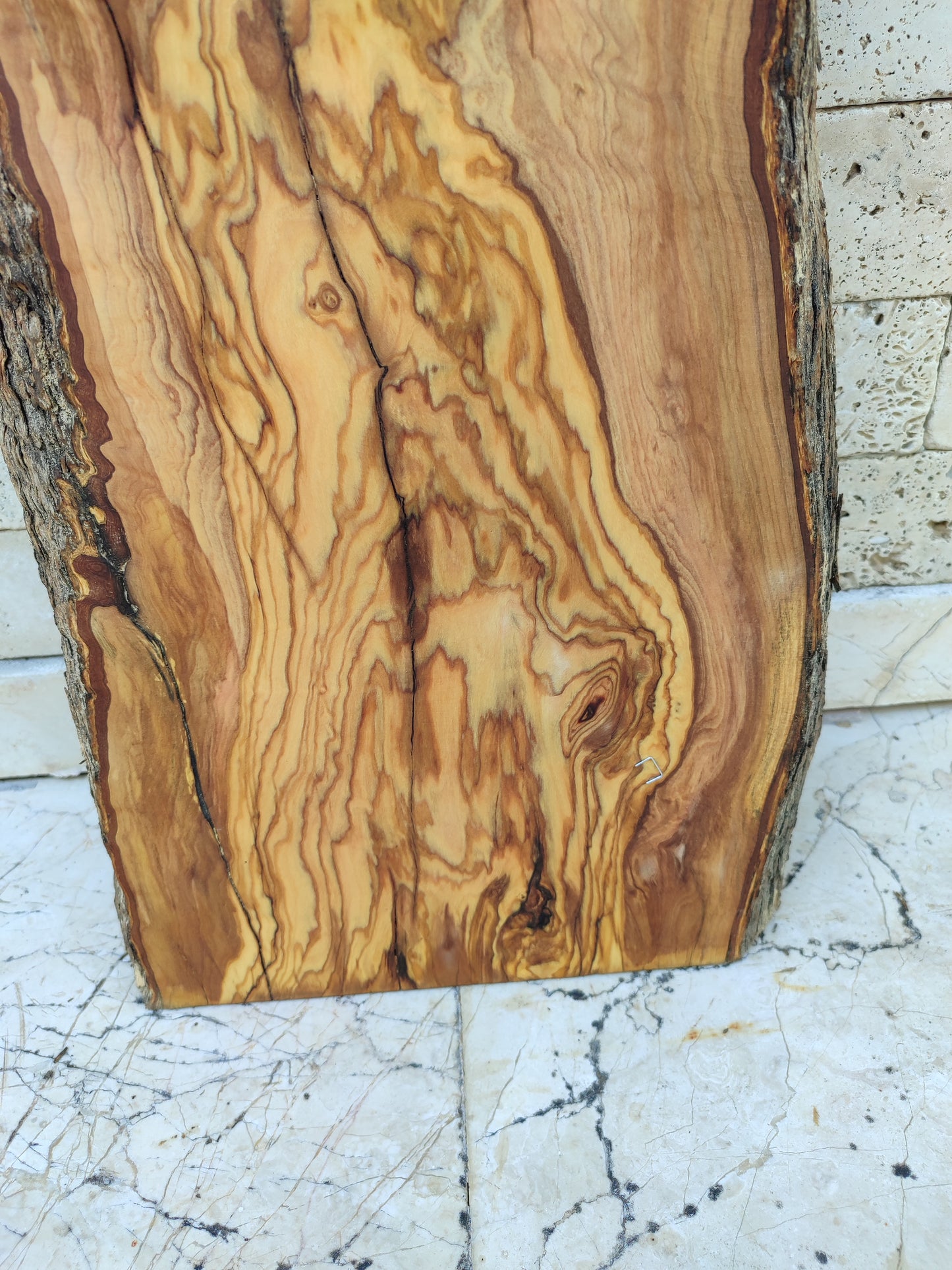 Rare Premium Olive Wood Live Edge Slab - Unique Grain - Sustainable Luxury