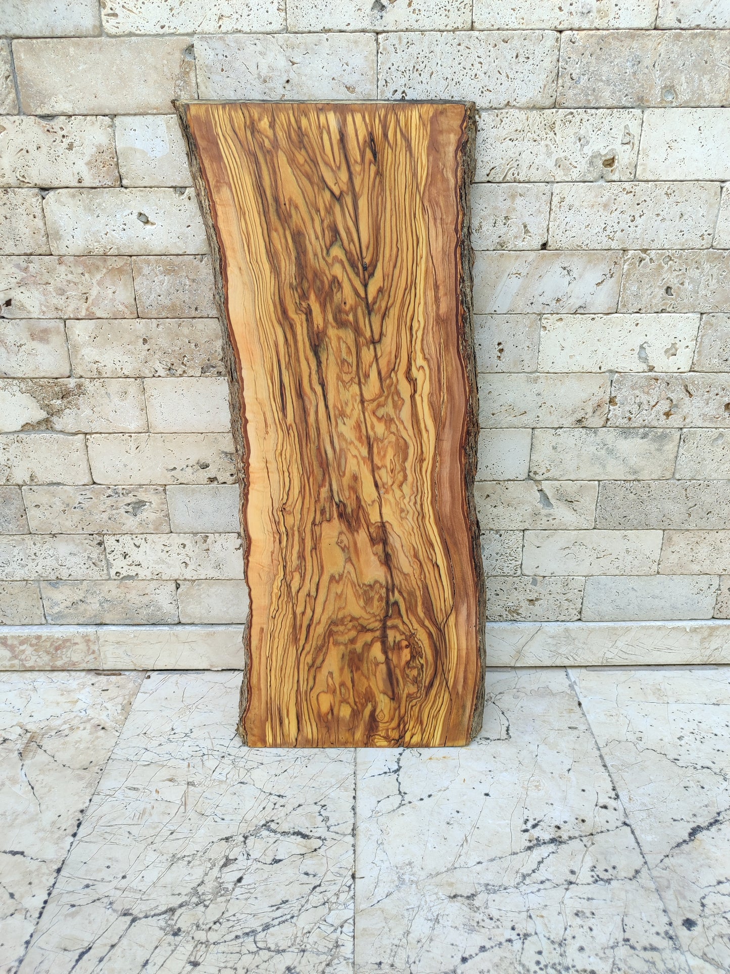 Rare Olive Wood Live Edge Slab – 33x78cm Premium Sustainable Luxury for Epoxy, Table & Craft