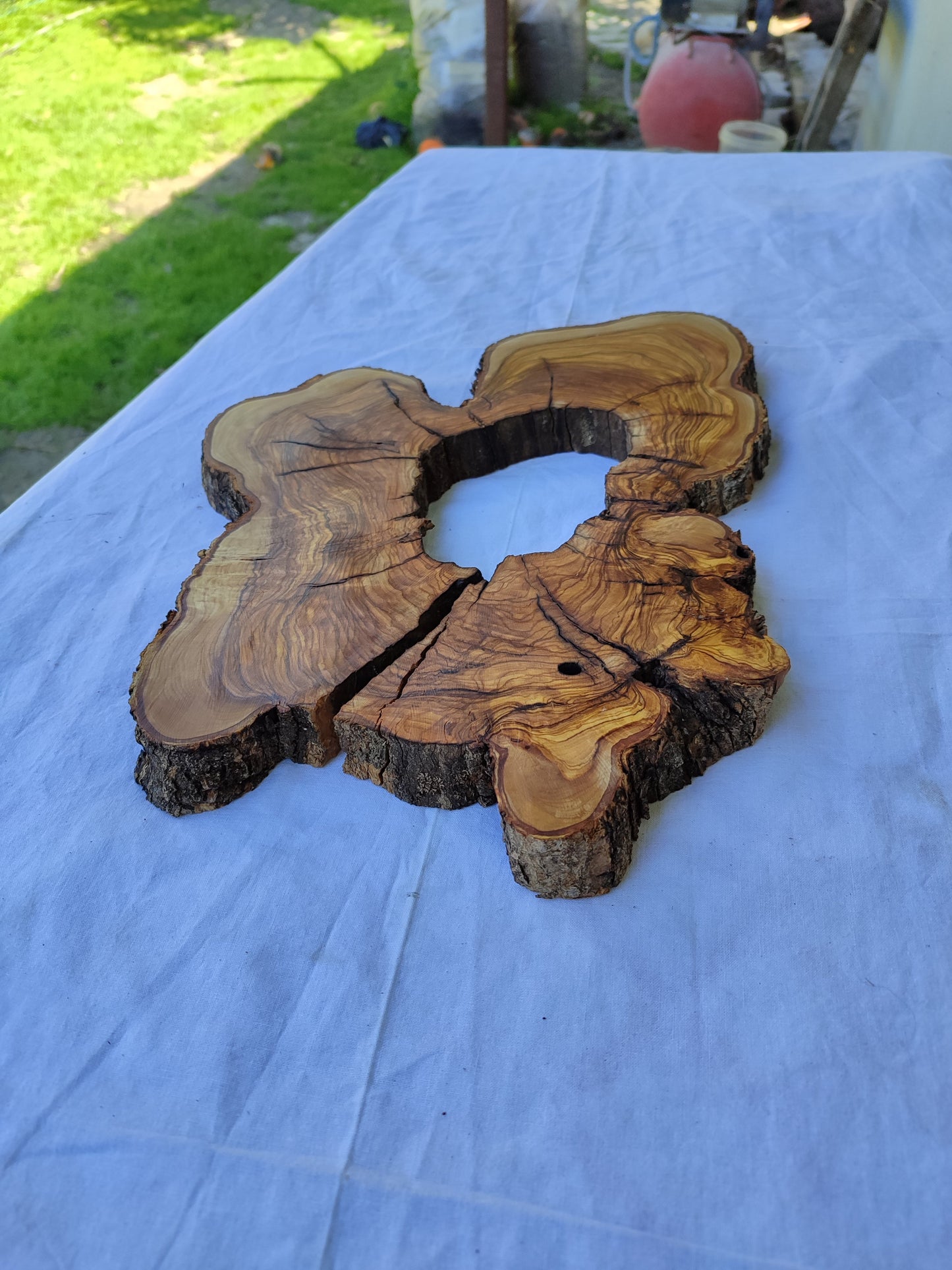 Rare Olive Wood Slab 28x39cm - Ultra Dry Live Edge Burl for Epoxy Resin & Luxury Crafts | Unique Grain Luthier Material