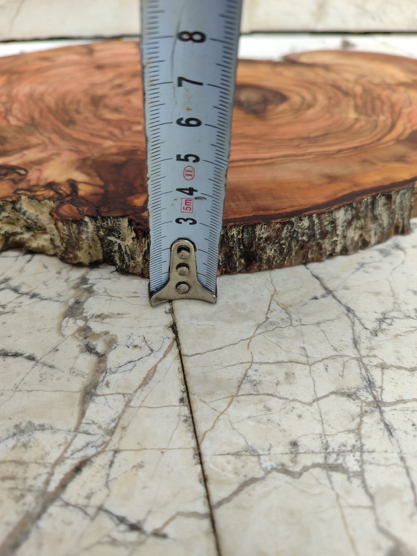 Rare Live Edge Olive Wood Slab - Premium 100% Natural - Unique Grain - Sustainable Luxury - 32x38x2.49 cm