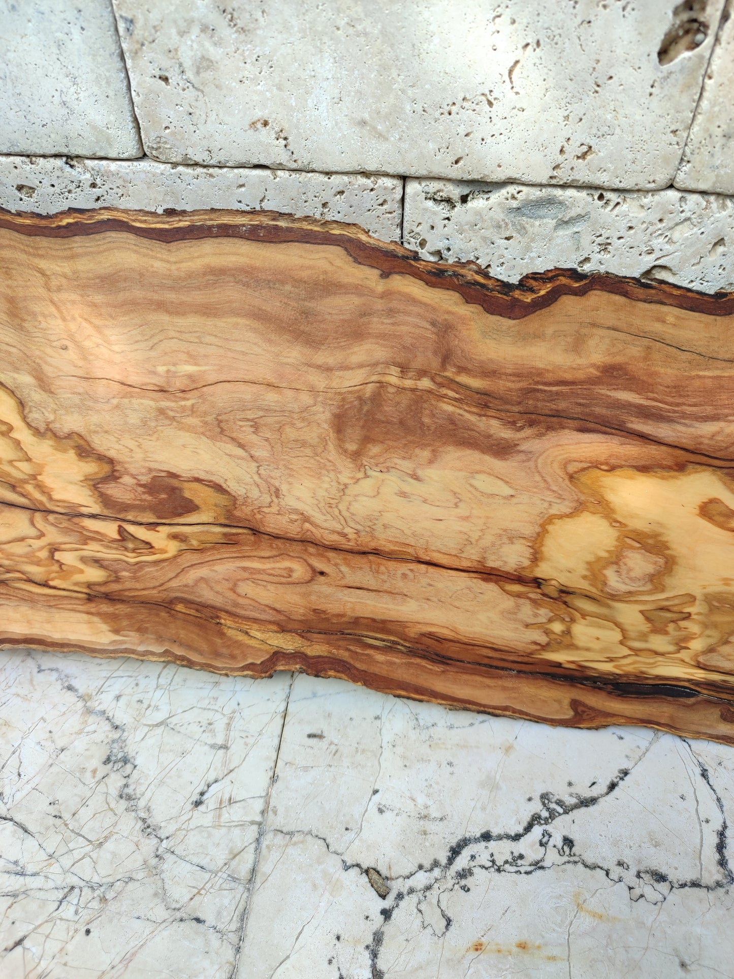 Rare Olive Wood Live Edge Slab – 23x77x2.7cm Ultra‑Dry, Natural Luster, Unique Grain, Sustainable Luxury for Epoxy & High‑End Crafts