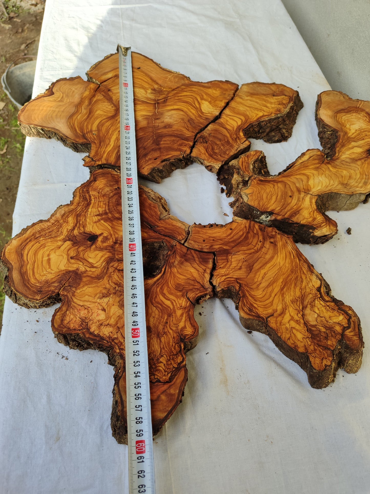 Rare Olive Wood Slab 23"x23" | Live Edge Epoxy Table Top | Premium Luthier Wood | Dry Exotic Lumber | Unique Grain DIY Art 58x59cm.