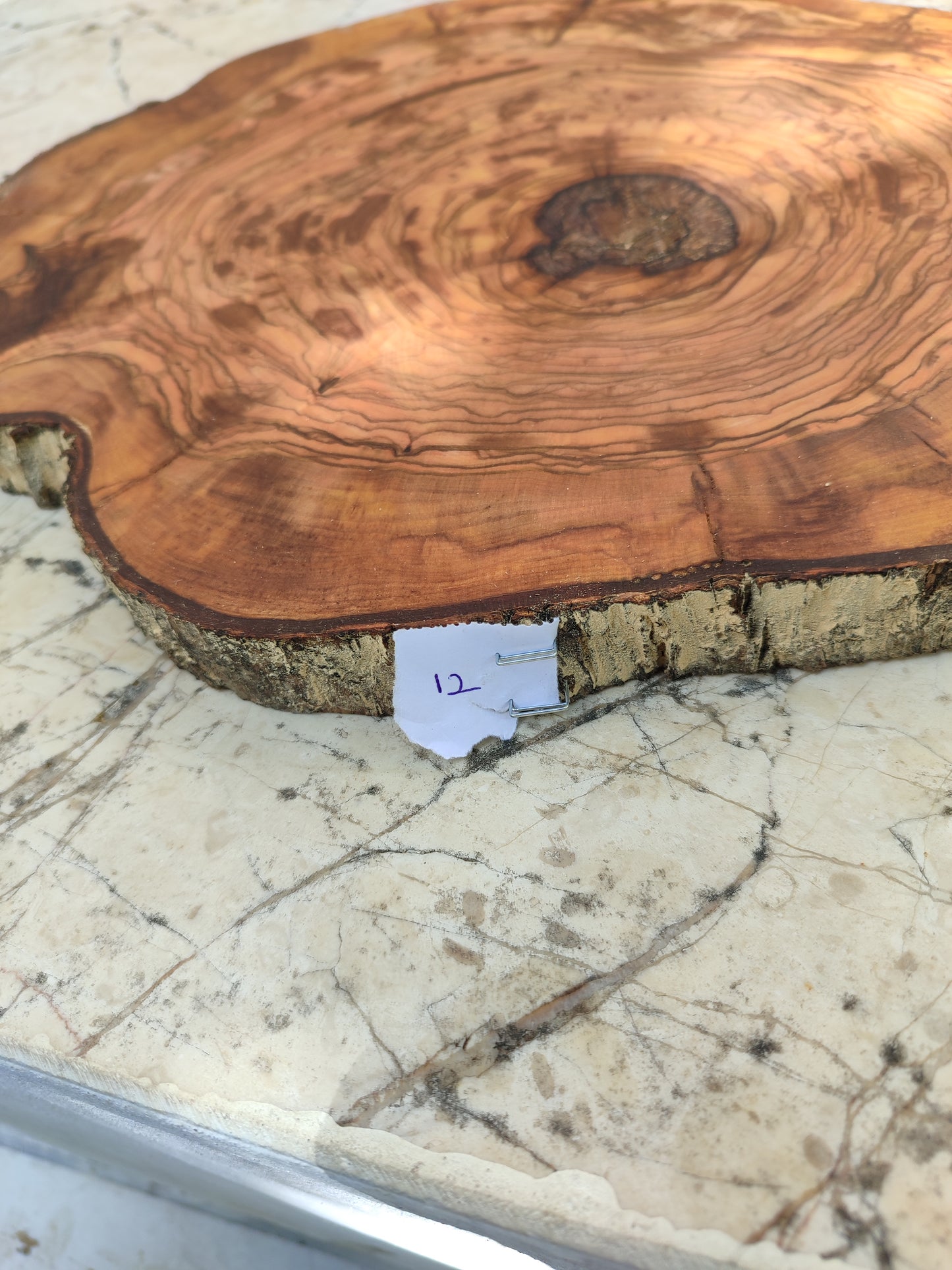 Rare Olive Wood Slab – Live Edge, Unique Grain – 32x38x2.5cm – Sustainable Luxury for Epoxy, Coffee Table & Guitar