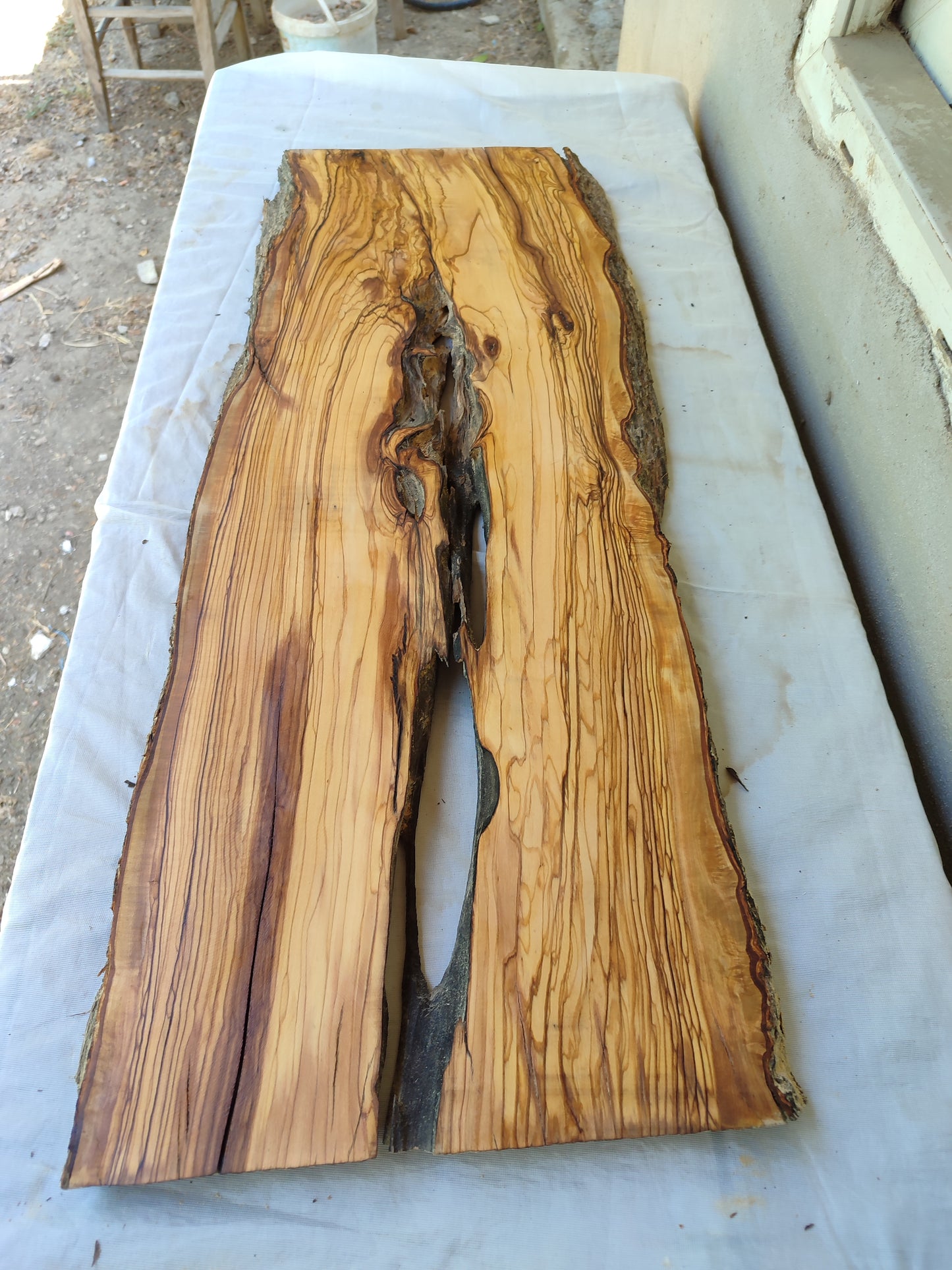 Rare Olive Wood Slab – Live Edge, Unique Grain, Sustainable Luxury, 30x80x2.7 cm, Epoxy Friendly, Natural Luster