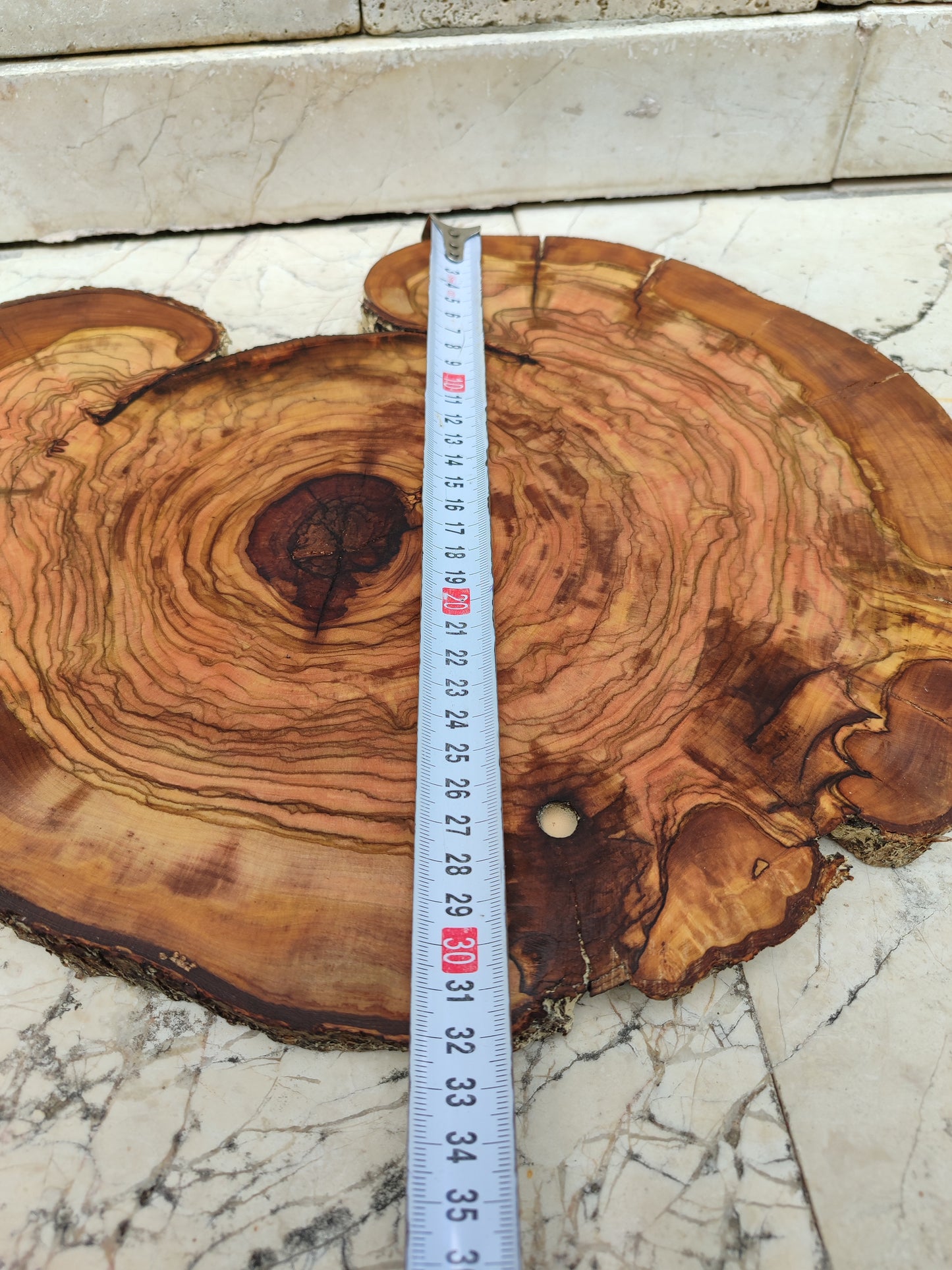 Rare Olive Wood Slab – Live Edge Slab, Unique Grain, Sustainable Luxury – 32x38x2.5 cm for Epoxy, Table & Craft