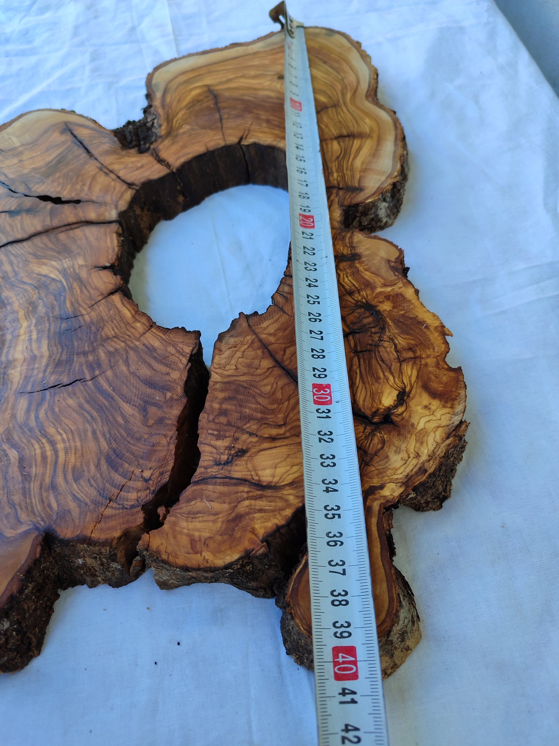 Rare Live Edge Olive Wood Slab 29x40cm | Unique Grain for Epoxy Guitar & Luxury Crafts | Ultra-Dry 3% Moisture Lumber