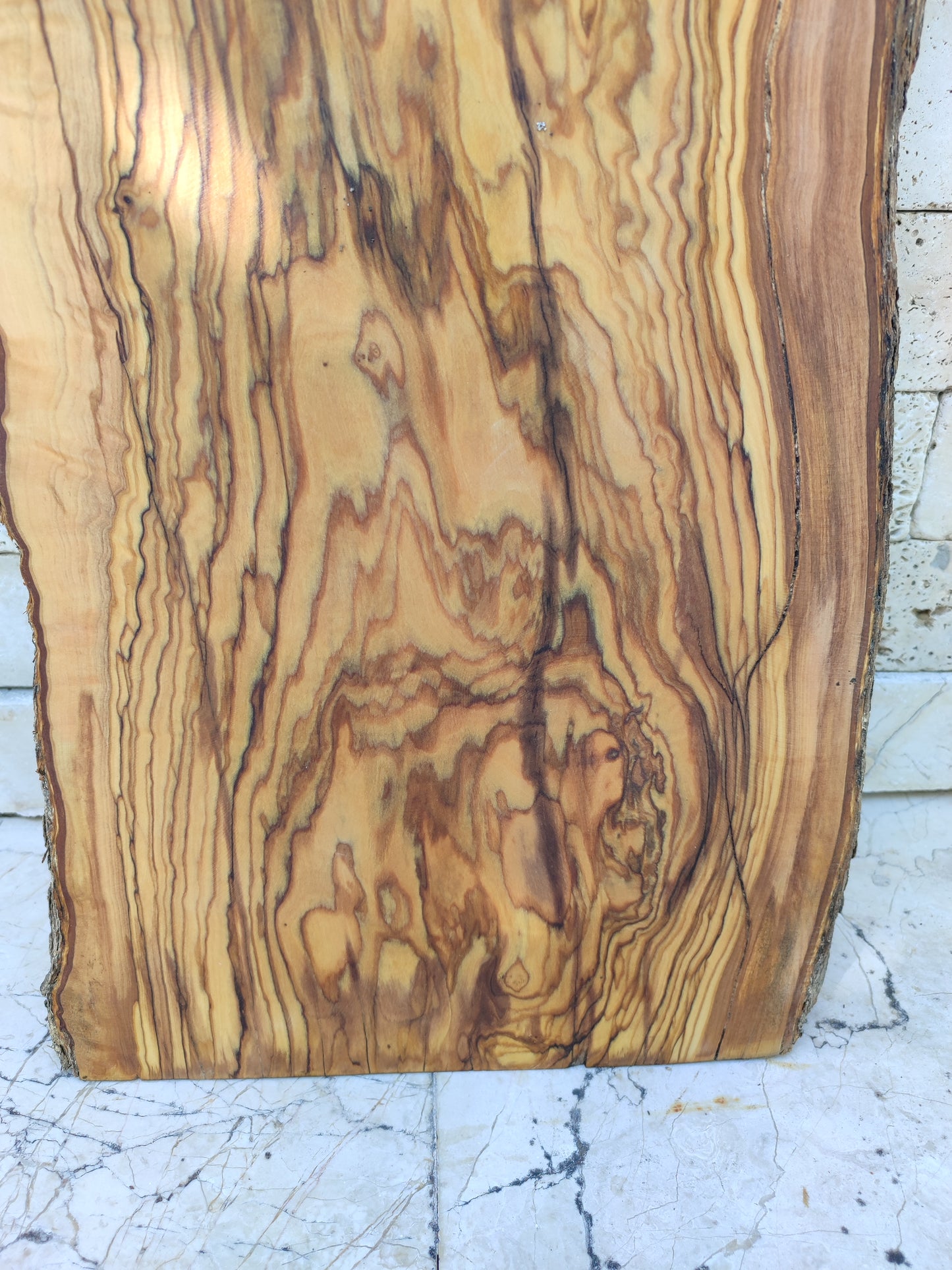 Rare Olive Wood Live Edge Slab – 33x78cm Premium Sustainable Luxury for Epoxy, Table & Craft