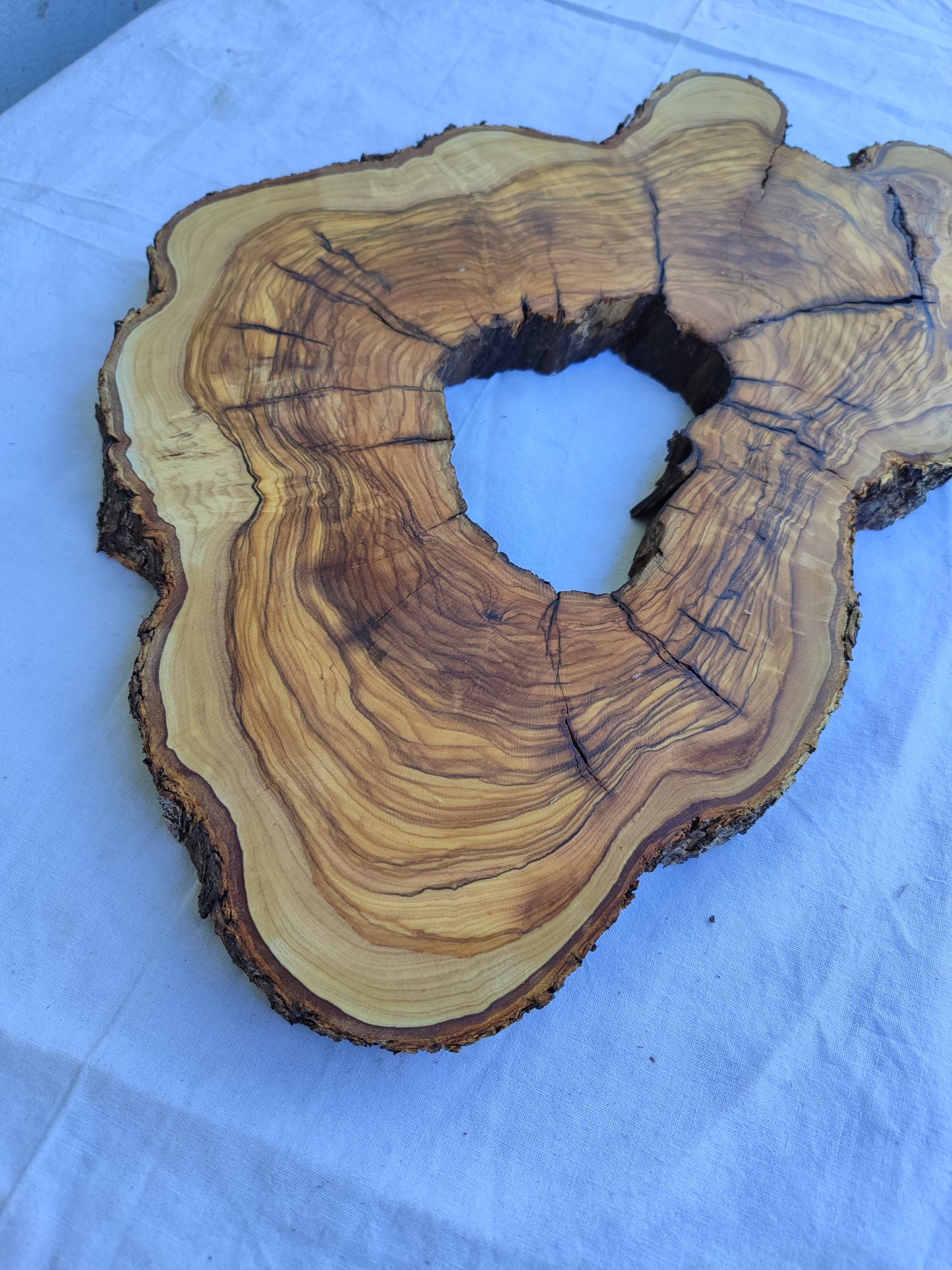 Rare Olive Wood Live Edge Slab 25x39cm - Unique Grain Epoxy Resin Wood for Clock & Guitar Body - Sustainable Luxury &