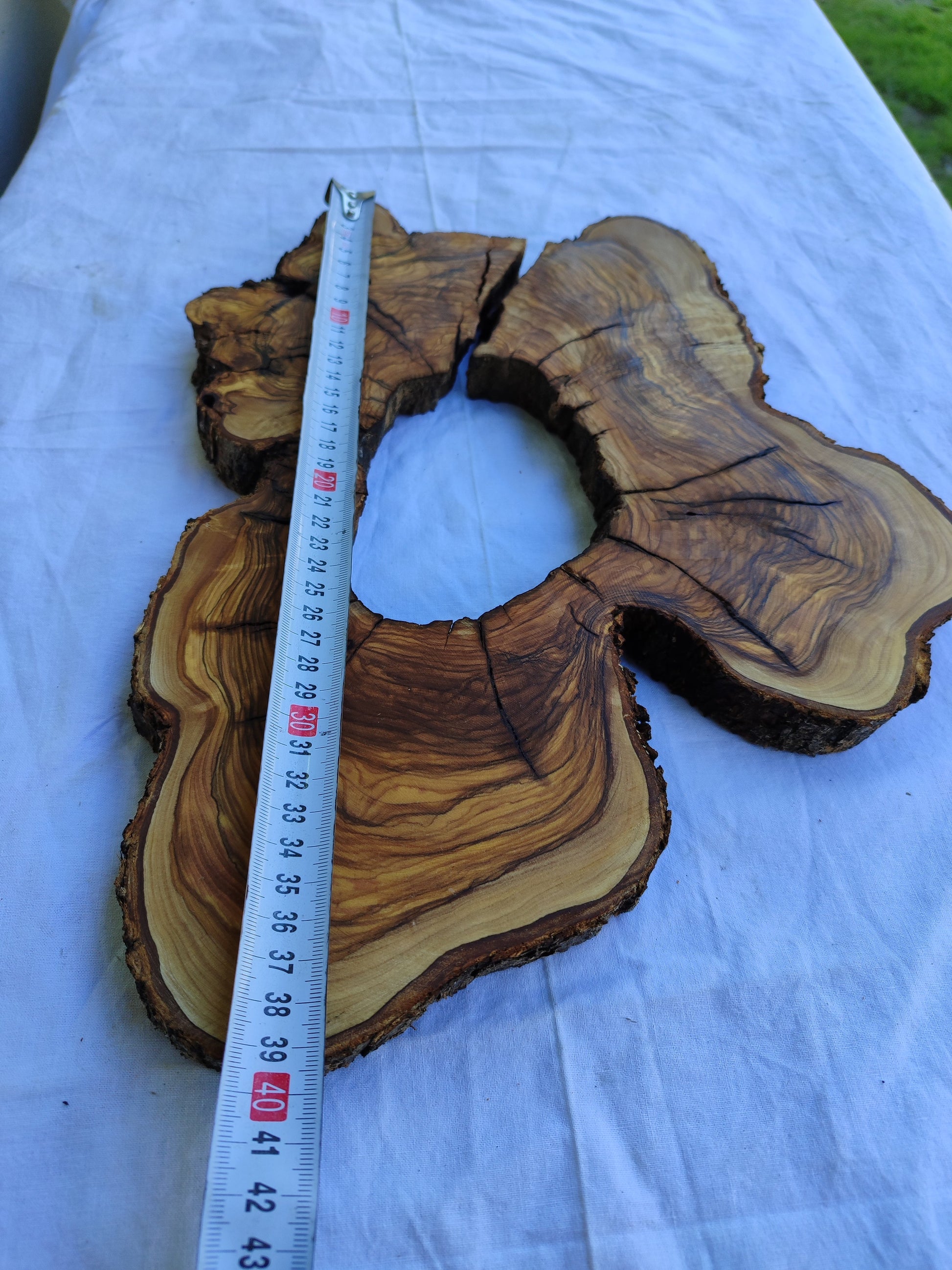 Rare Olive Wood Slab 28x39cm - Ultra Dry Live Edge Burl for Epoxy Resin & Luxury Crafts | Unique Grain Luthier Material