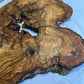 Rare Live Edge Olive Wood Slab 41x65cm | Unique Grain for Epoxy Resin, Luthier & Luxury Decor | Sustainable Premium DIY Material.