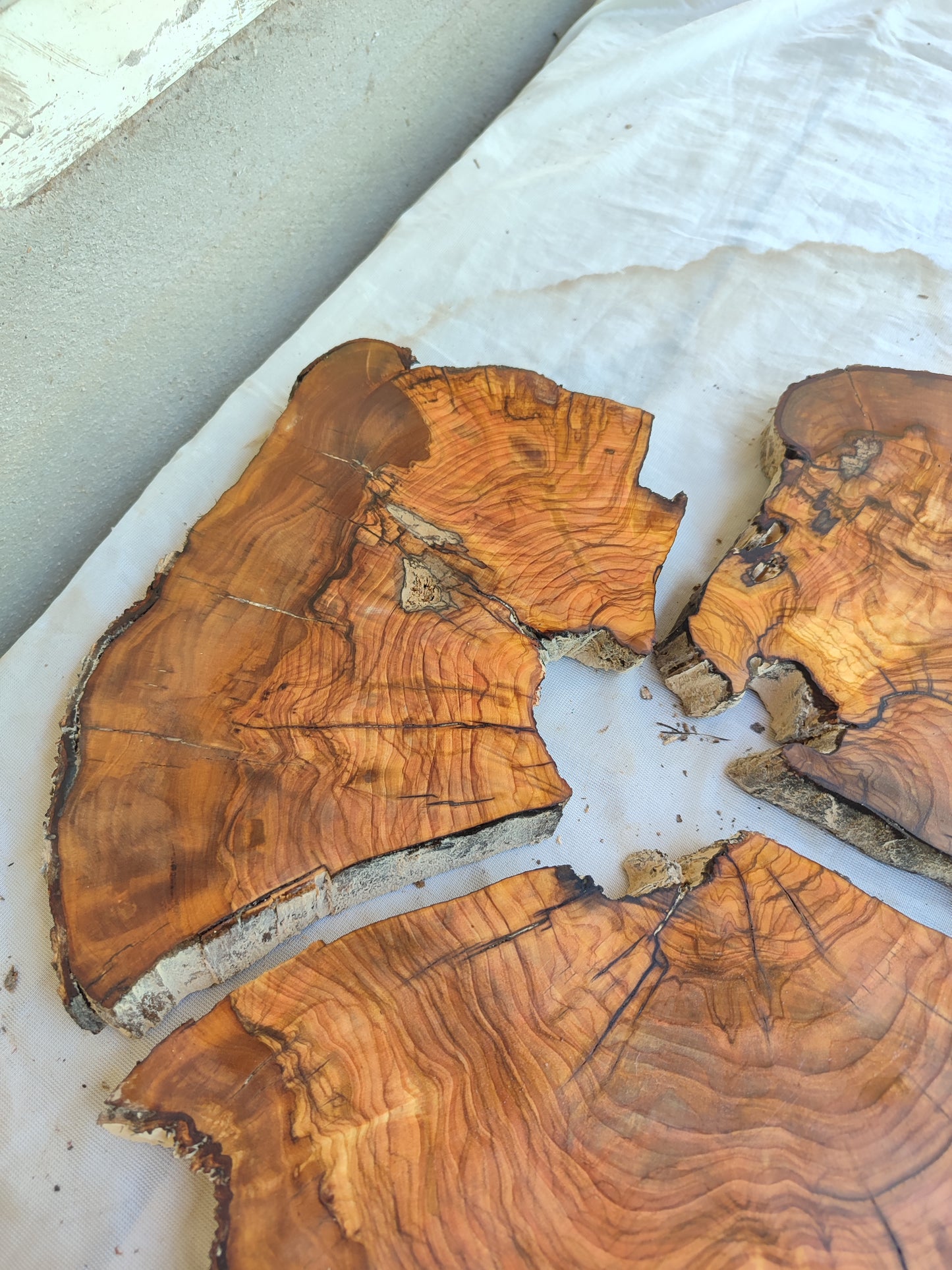 Rare Olive Wood Live Edge Slab – 37x40x2.5 cm, Unique Grain, Sustainable Luxury for Epoxy & Furniture