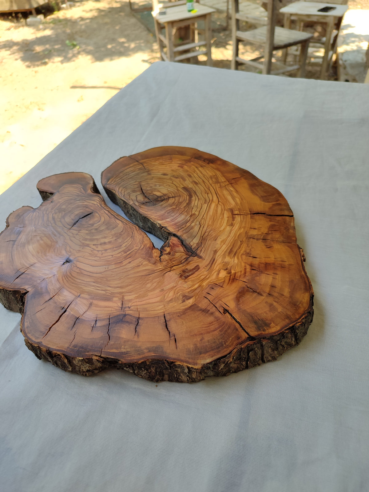 Olive Wood Slab Live Edge Raw 32x33cm Epoxy Resin Handmade