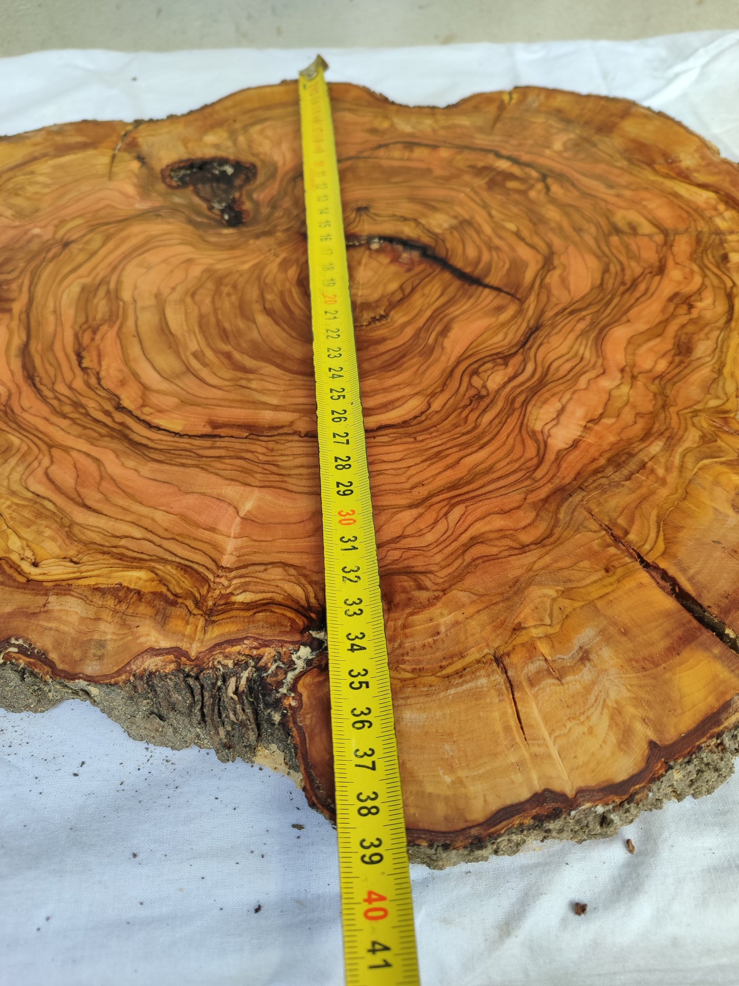 Rare Olive Wood Live Edge Slab – 39x42x2.5 cm – Unique Grain Sustainable Luxury for Epoxy & Crafts - Olive Generic