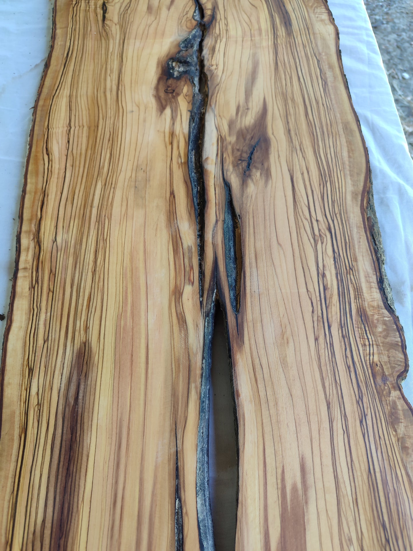 Rare Live Edge Olive Wood Slab – 33x80cm, Sustainable Luxury, Unique Grain, Natural Luster